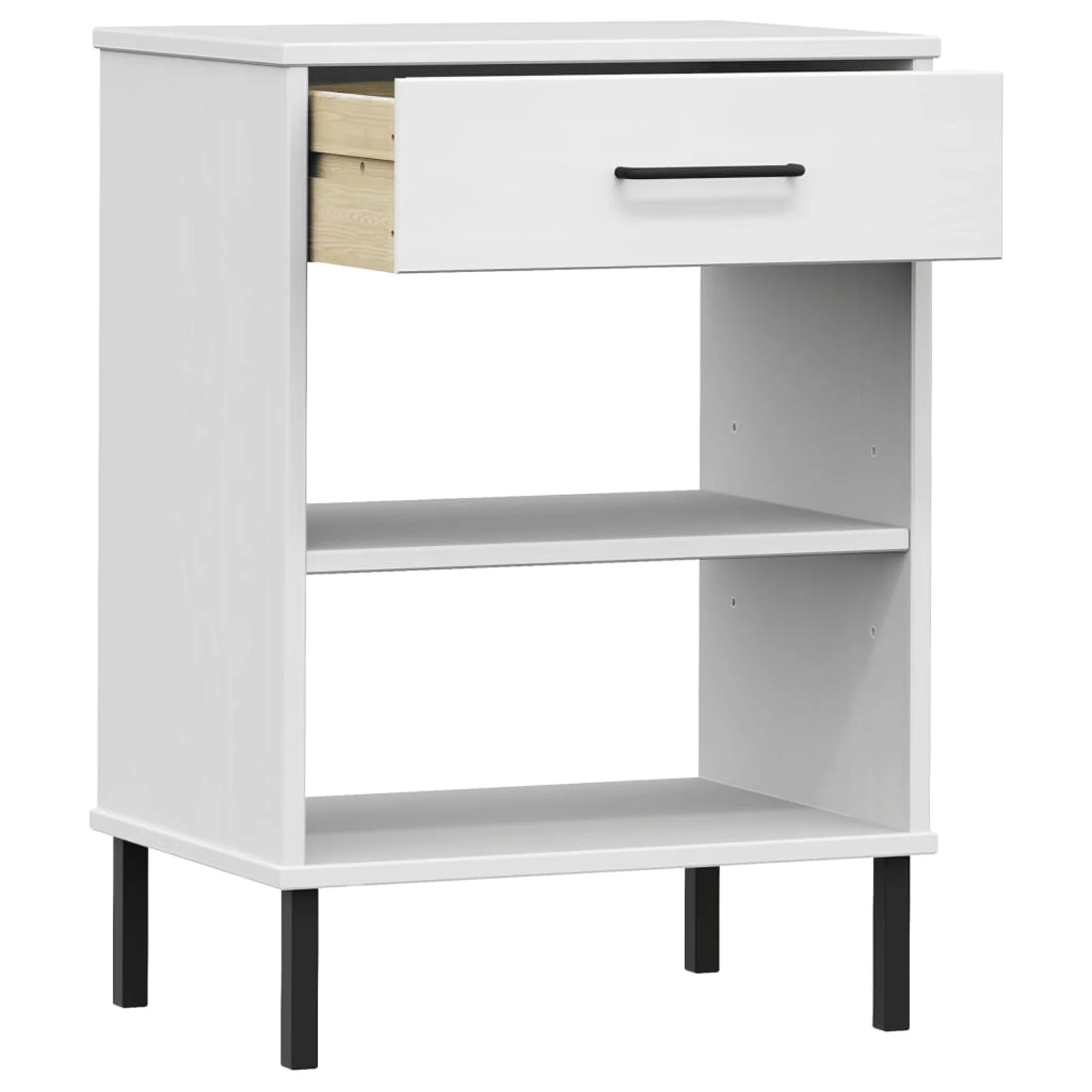 Andoer Console Cabinet with Metal Legs White Solid Wood Pine OSLO