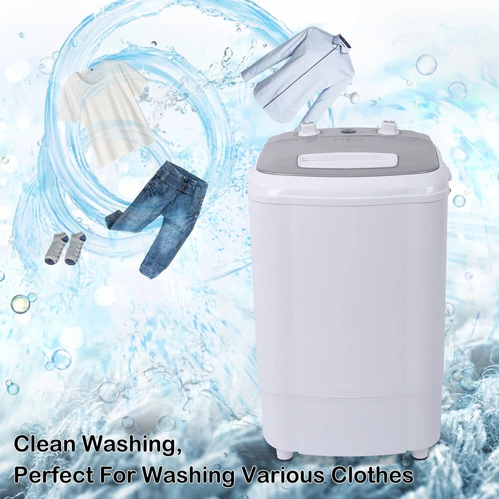10lb Elution Integrated Semi-automatic Gray Cover Washing Machine,Compact Single Tub with Built-in Drain Pump