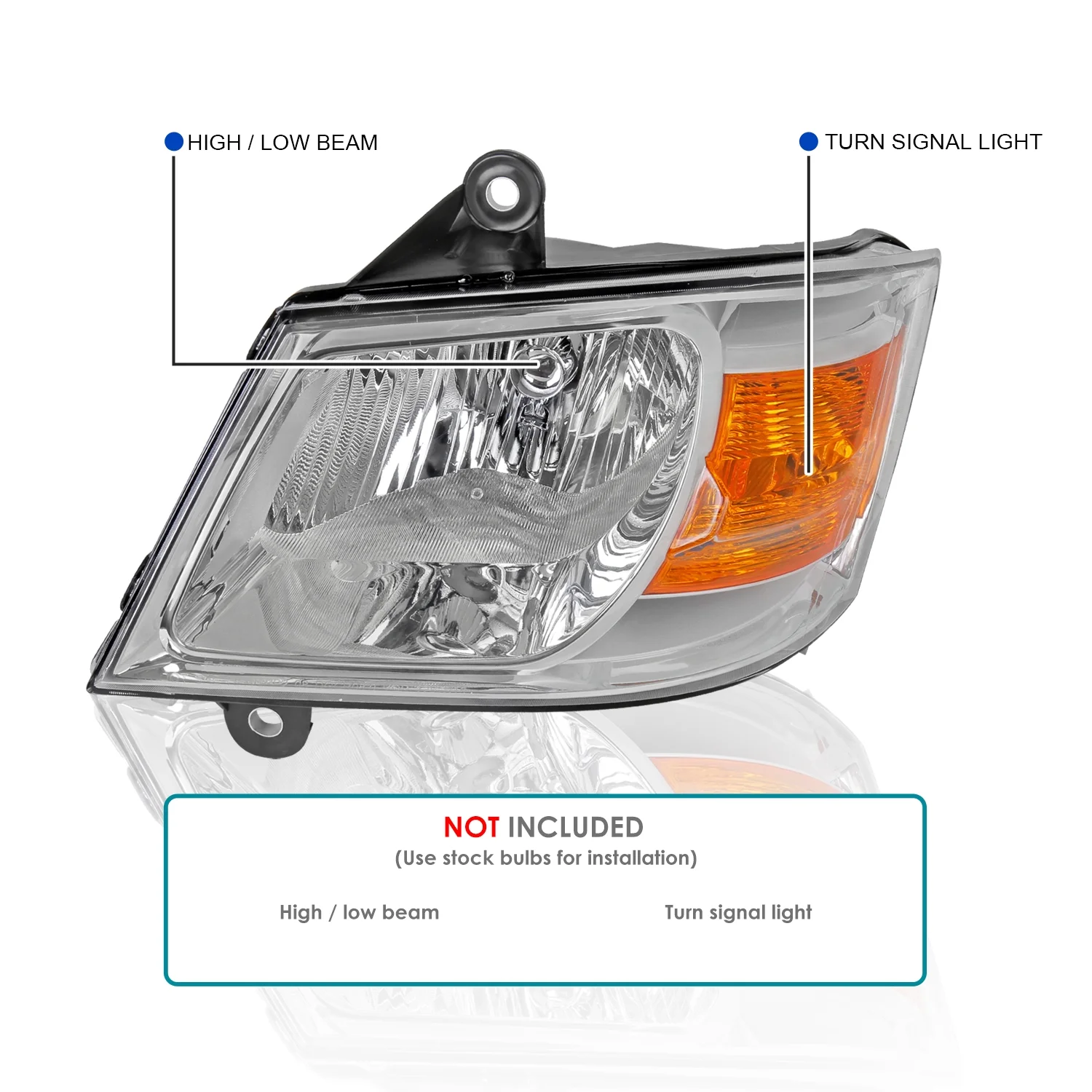 Spec-D Tuning Chrome Housing Clear Lens Driver Left Side Headlight Compatible with Dodge Grand Caravan 2008-2010 Head Light Lamp Assembly