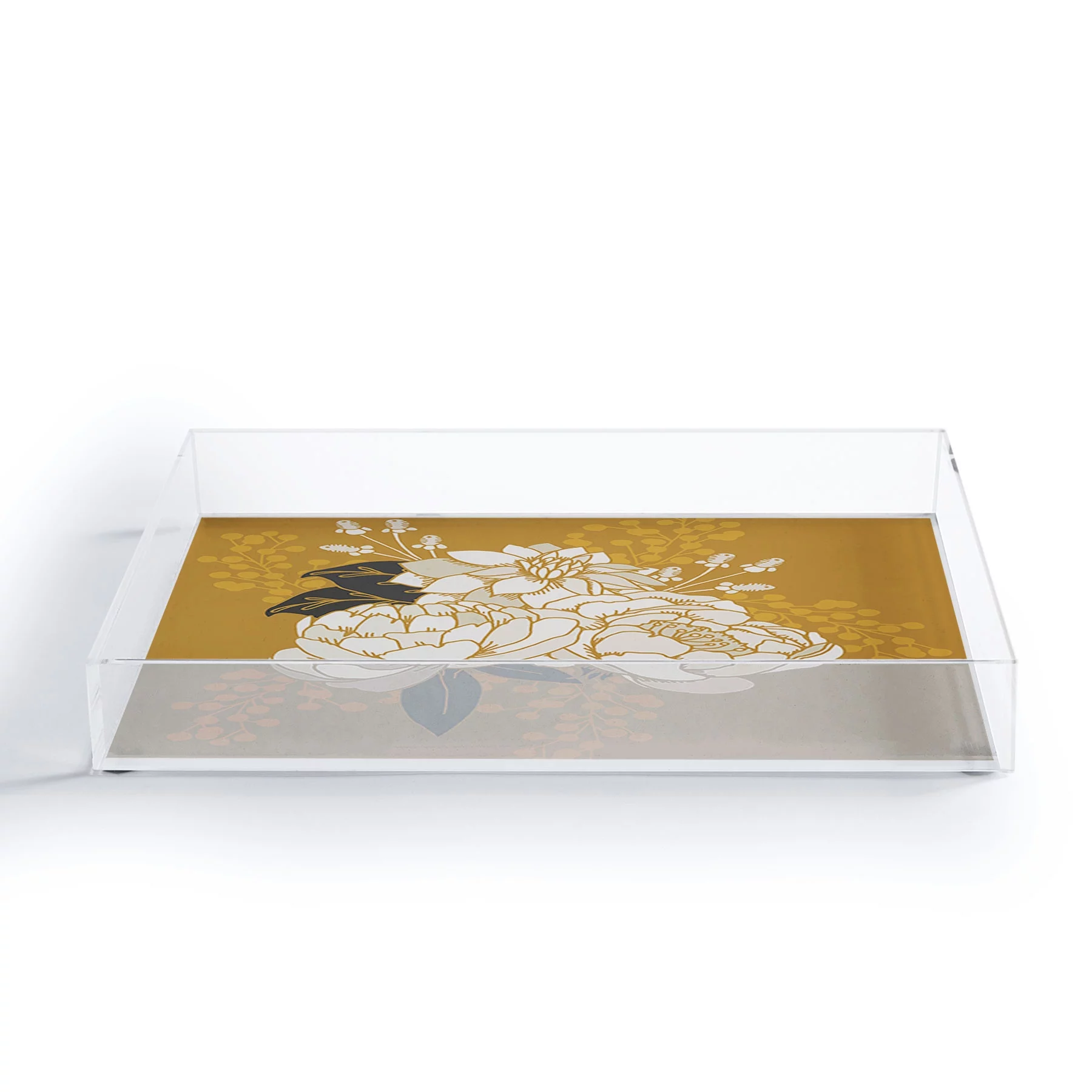 Society6 Glam Florals Gold by Lathe & Quill Acrylic Tray