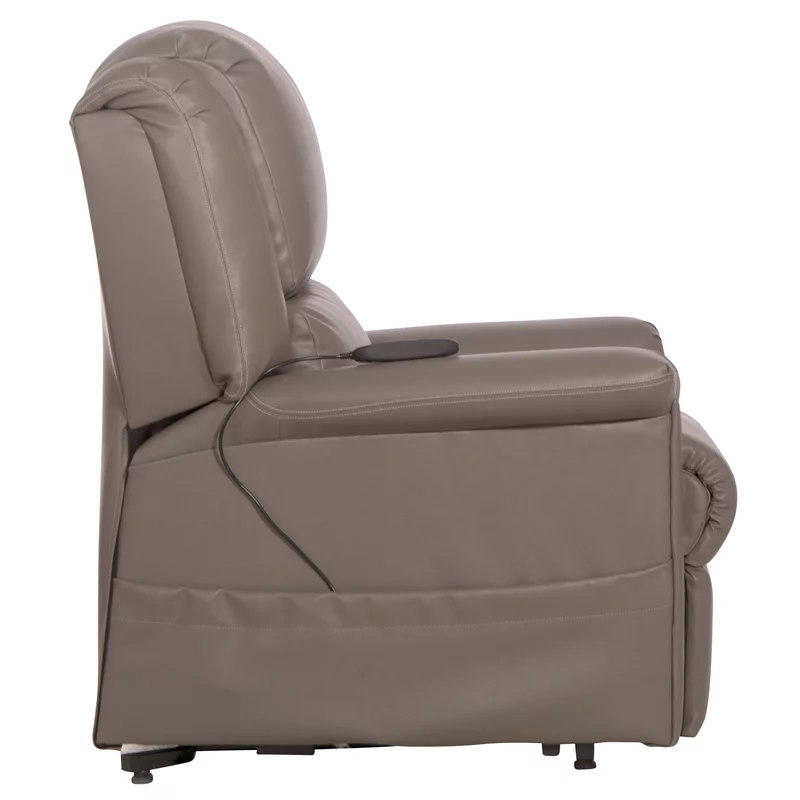 Bowery Hill Power Lift Lay-Flat Recliner with Gray Disinfectable PU Fabric