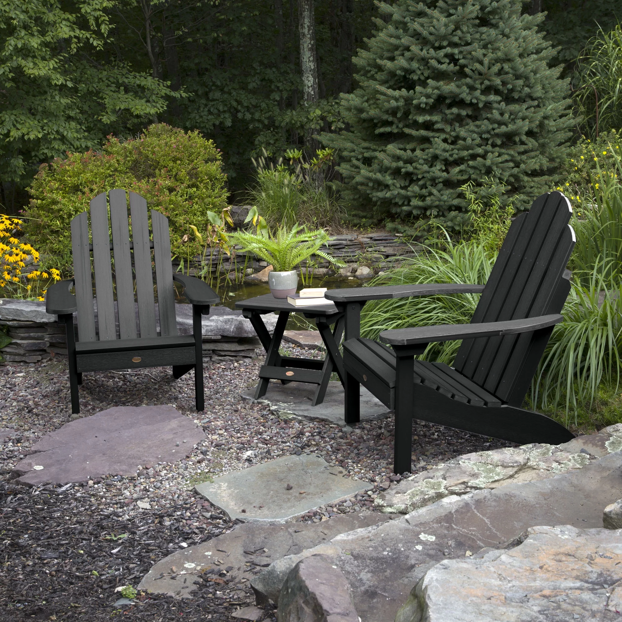 Highwood 3pc Classic Westport Adirondack Set with 1 Adirondack Folding Side Table