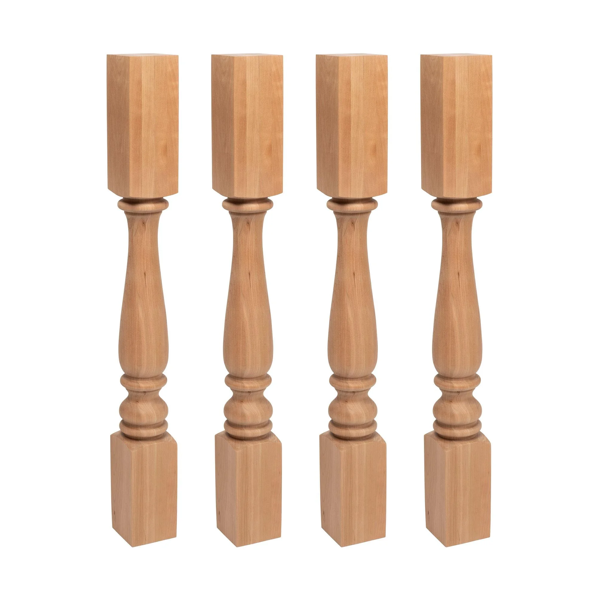 Designer's Edge Millwork 35-1/4 in. High x 3-3/4 in. Wide x 3-3/4 in. Depth Unfinished North American Solid Cherry Plain Full Round Kitchen Island Leg 4 Pack