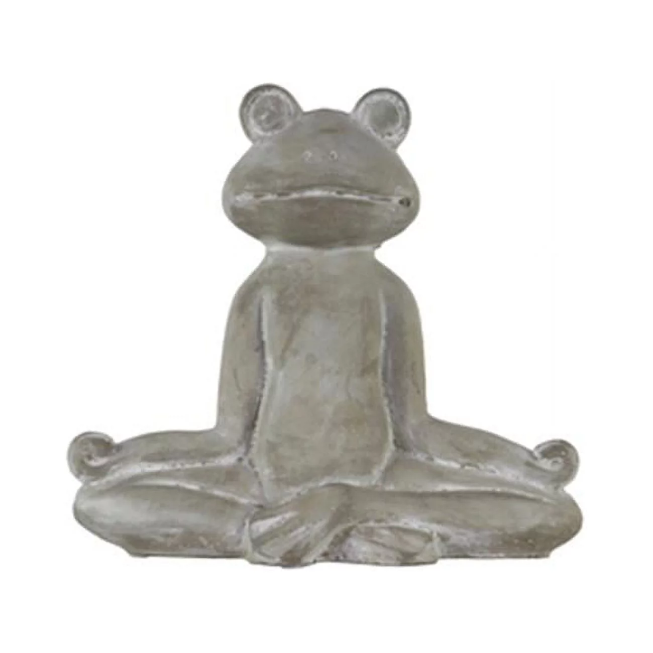 Cement Meditating Frog Figurine in Lotus Position, Gray