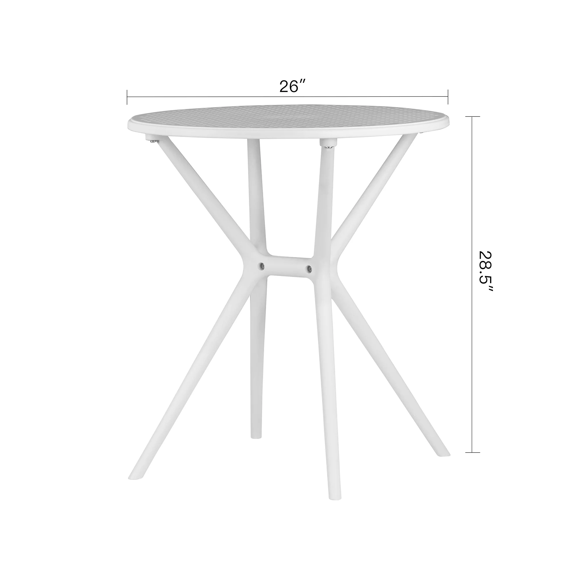 Glamour Home Bates White 26 in. Plastic Round Dining Table