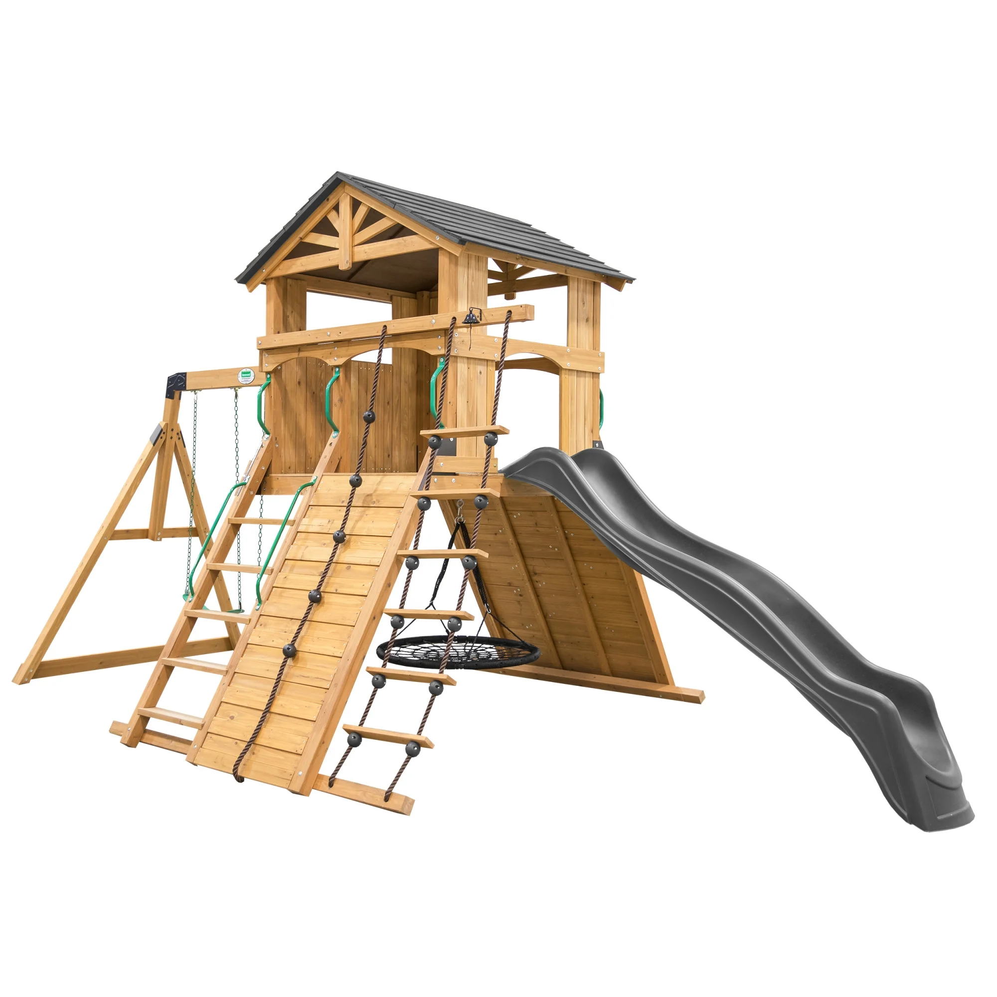 Backyard Discovery Endeavor Swing Set With Gray Wave Slide