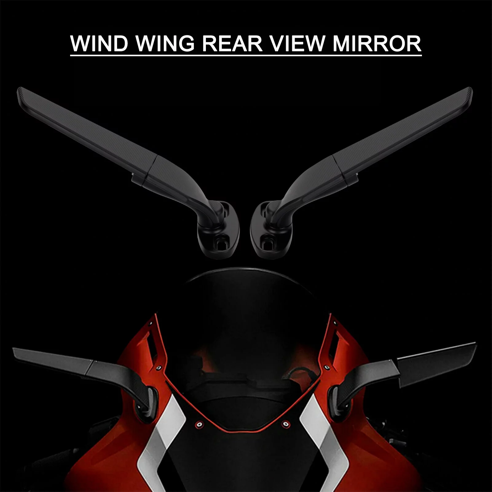 Carevas Pair of Motorcycle Modification Universal Wind Wing Rear View Mirrors Adjustable Aluminium Alloy Wind Wing Rear View Mirror