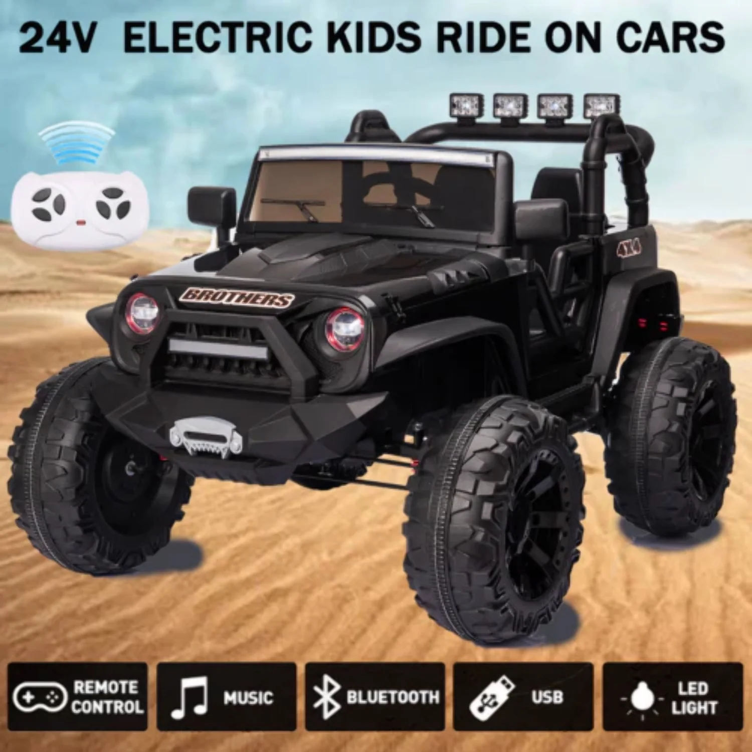 400W 2-Seater Electric Ride-On Truck for Kids with Remote Control and 24V 9AH Battery