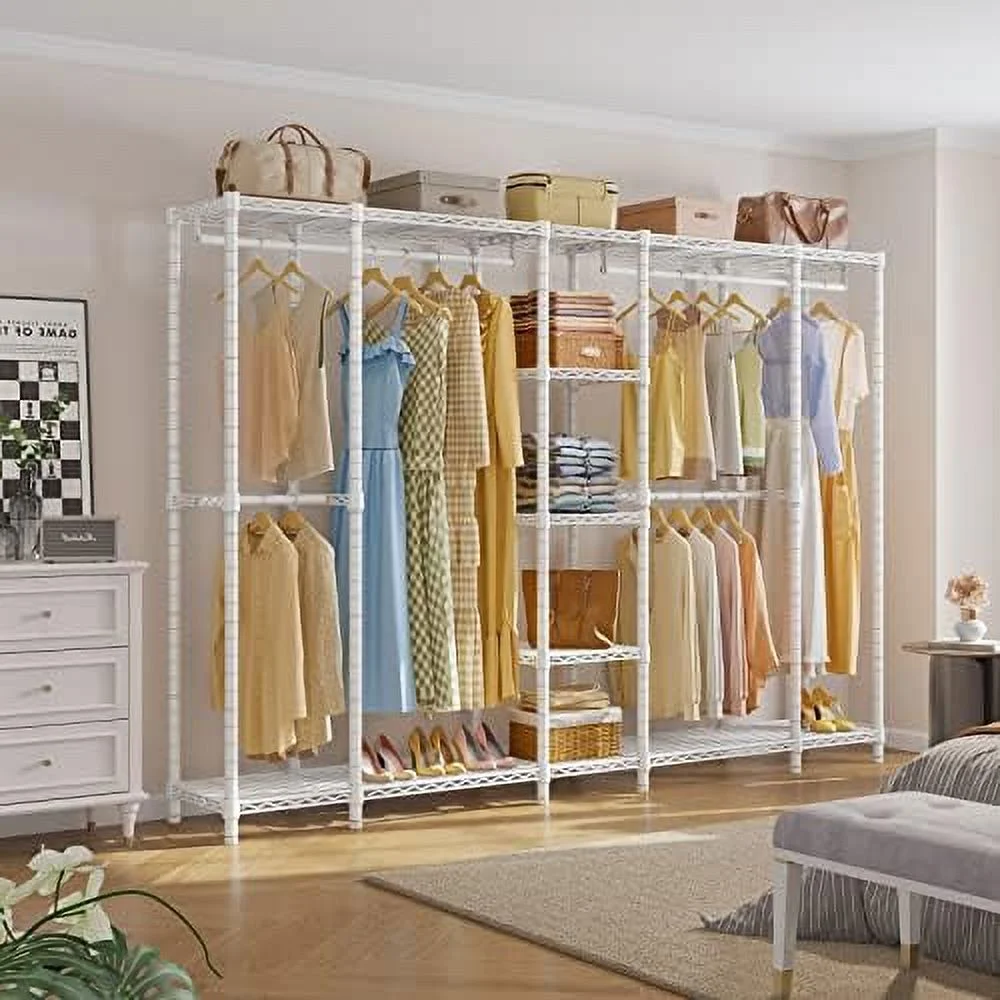 xrboomlife V50 Wire Garment Rack Heavy Duty   Large Portable Wardrobe Rack Freestanding Clothing Rack Clothes  Organizer Closet for Bedroom  89.8"Lx15.7"Wx76.4"H  Max Load 130