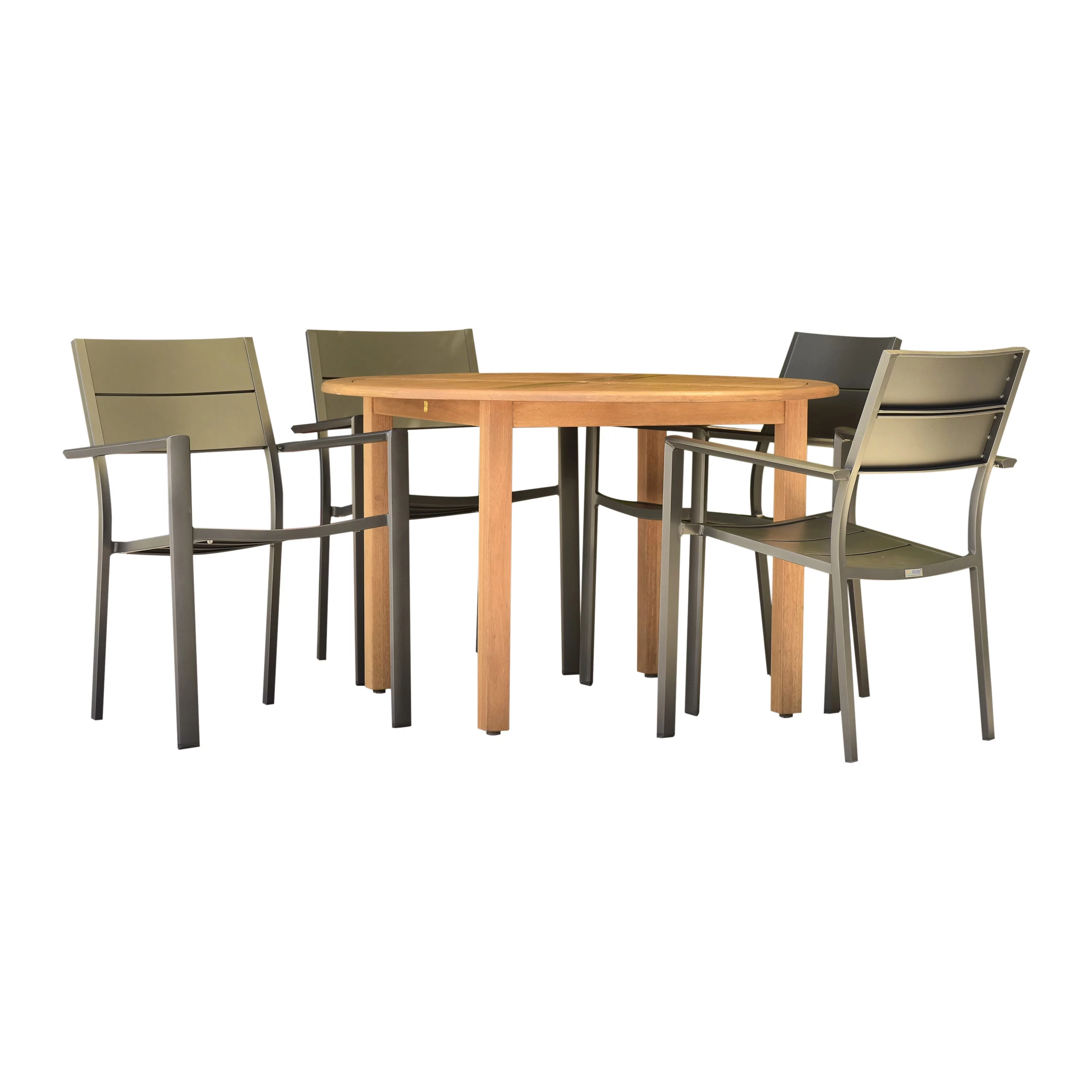 Amazonia Chamaret Teak Finish 5 Pieces Rectangular Patio Dining Set