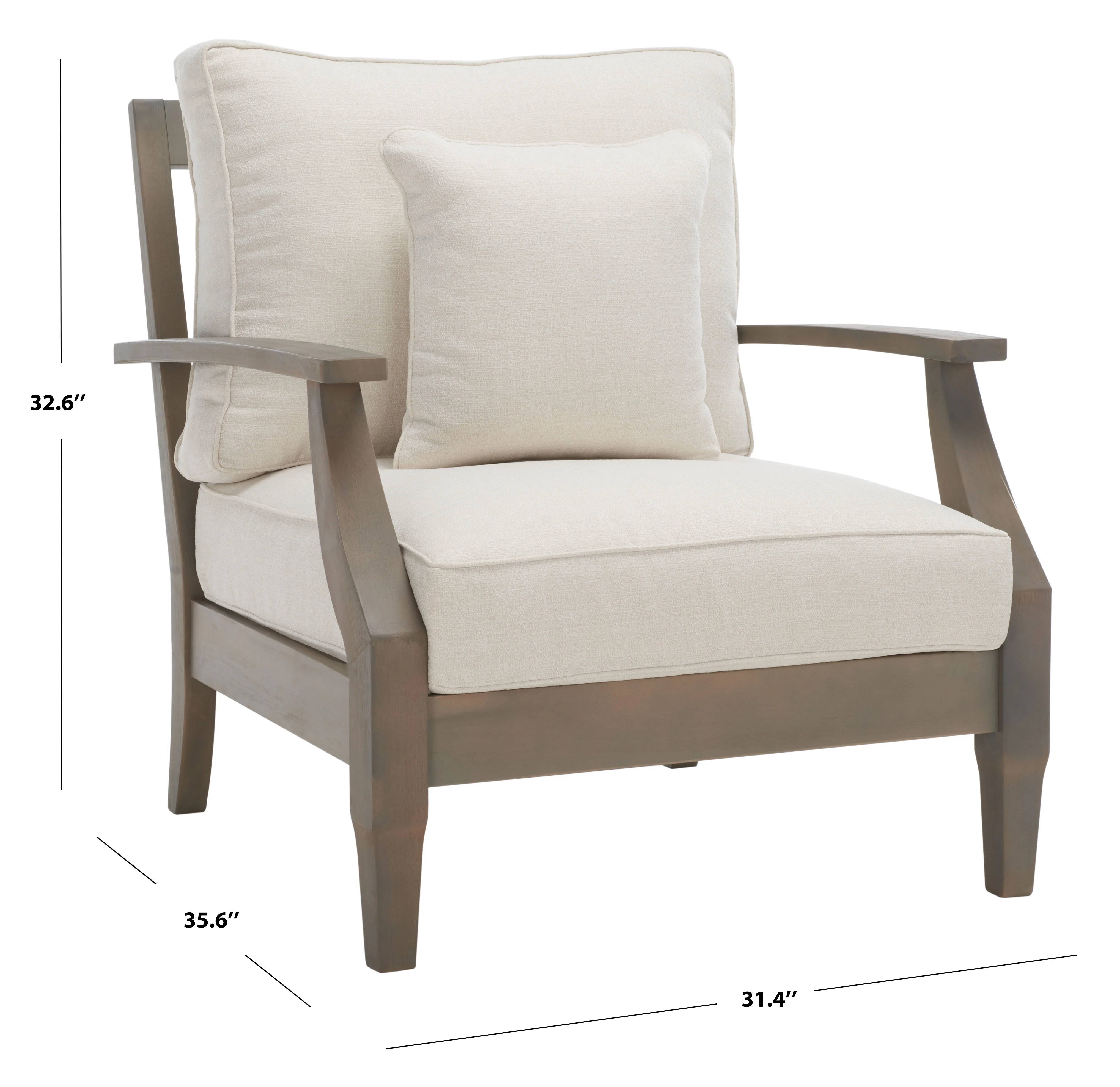 SAFAVIEH Couture Martinique Coastal Eucalyptus Wood Solid Armchair, Natural/Grey
