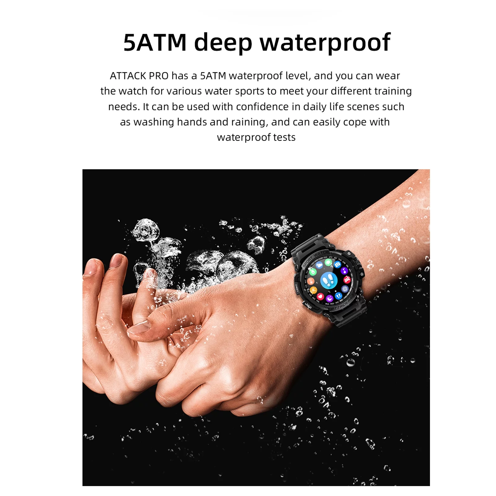 LOKMAT ATTACK Smart Bracelet  Watch, FullTouch Screen Fitness , IP68 Waterproof, BT Call,  , //