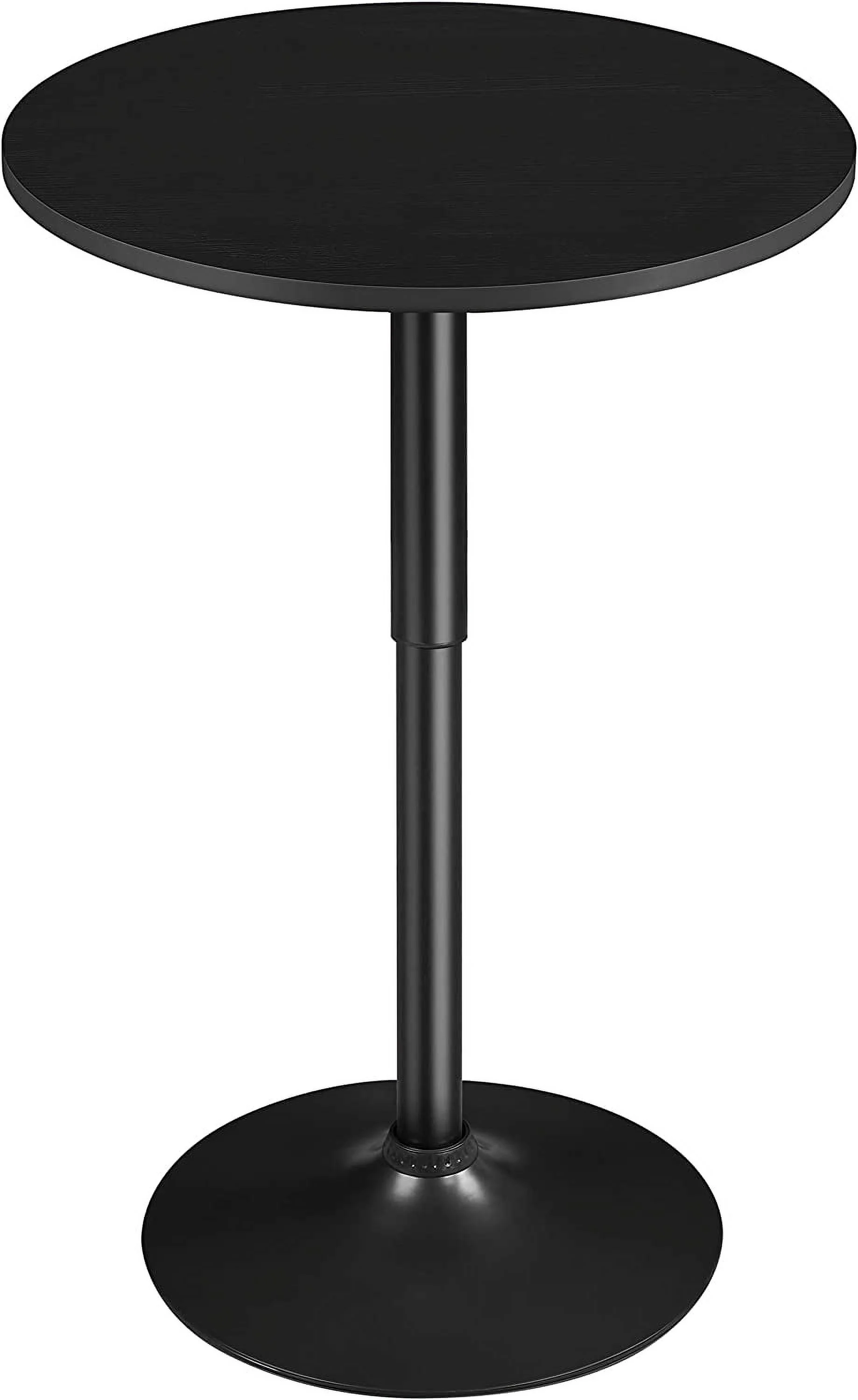 Round Pub Table Height Adjustable with 360 Swivel MDF Tabletop for Dining Bistro Cafe Home Bar, Full Black