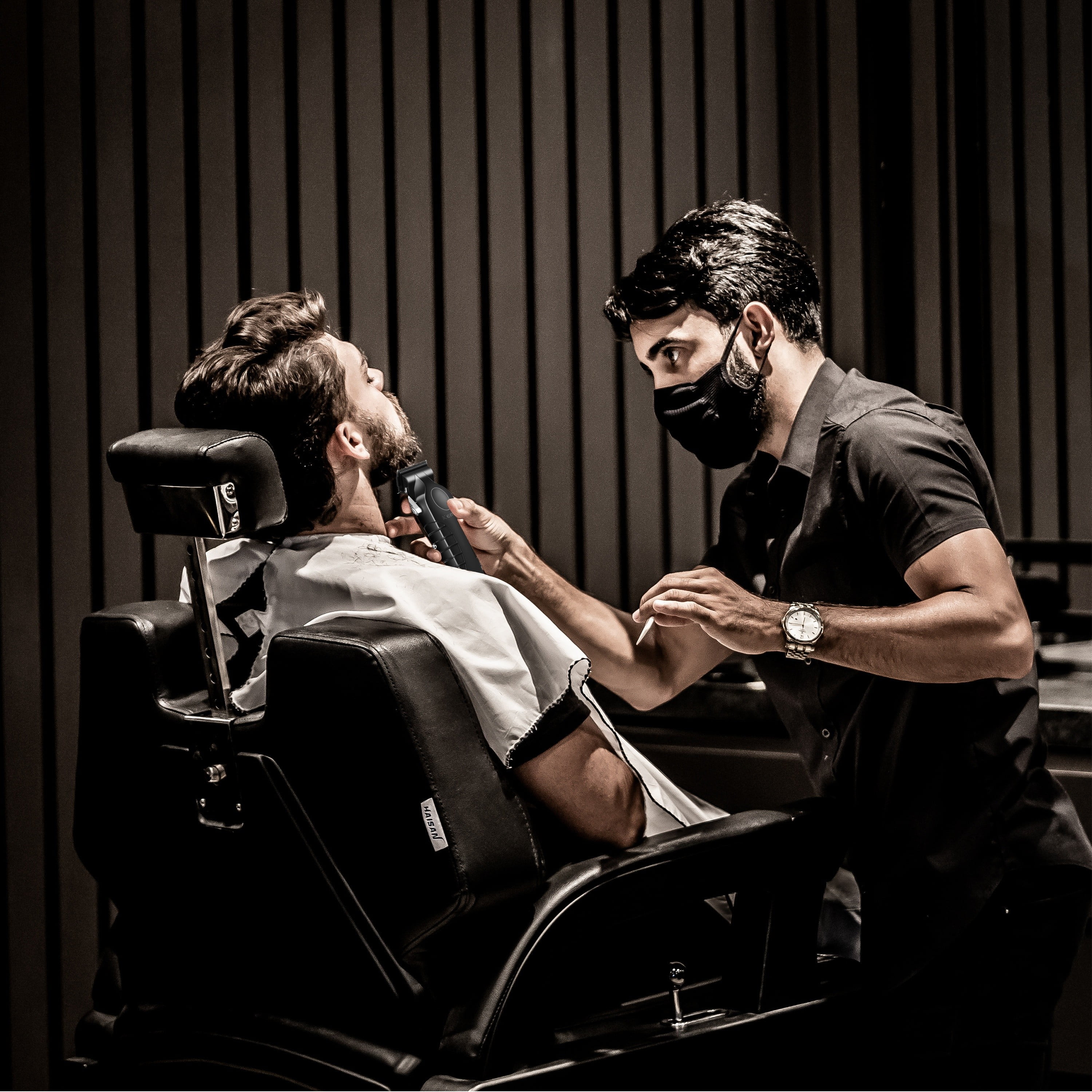 Powerful Cordless Black Hair Clipper with USB Charging  Professional KM-2296 Clippers for Barbers and Home Use  Long-lasting 2500mAh Lithium Battery and Tangle-free Operation