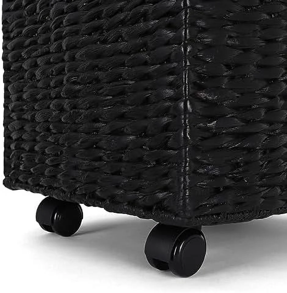 TQJKLFDY Seagrass Rolling File Cabinet - Home Filing Cabinet - Hanging File Organizer - Home and Office Wicker File Cabinet - Water Hyacinth  Basket for File  (Grey)