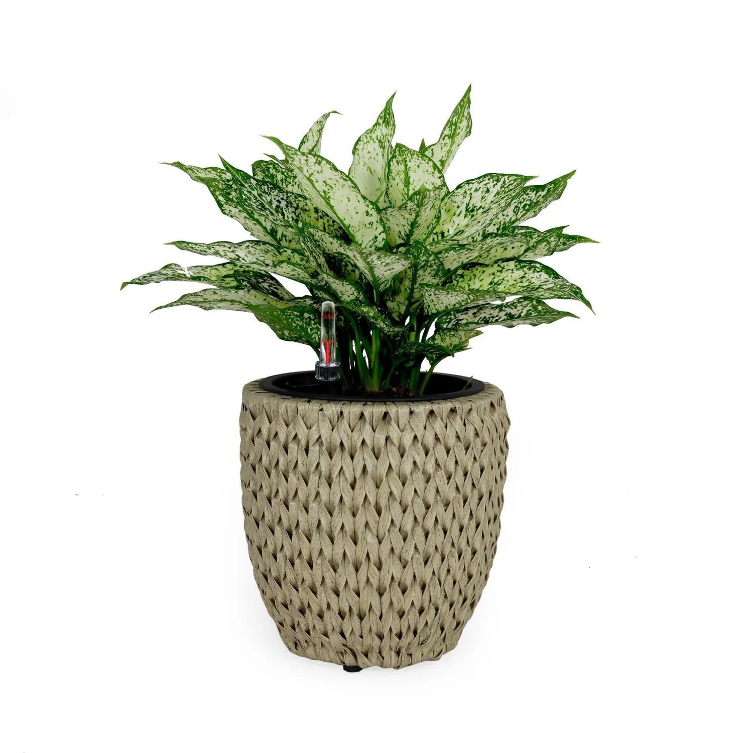 DremFaryoyo 10.6” Self-watering Wicker Planter - Garden Decoration Pot - Beige - Round