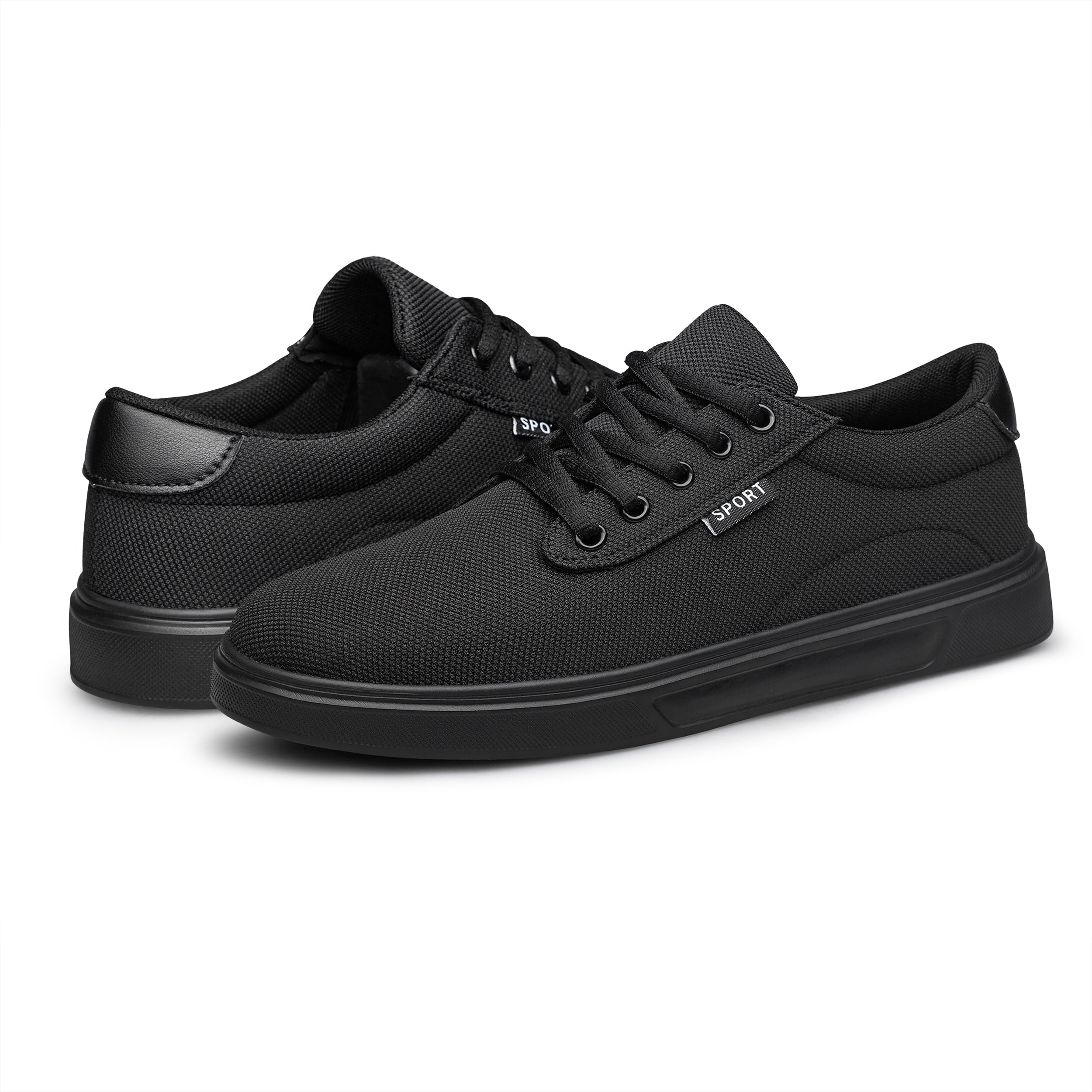 ADQ Men's Dress Shoes Fashion Casual Shoes Lace-up Canvas Sneakers All Black 10.5