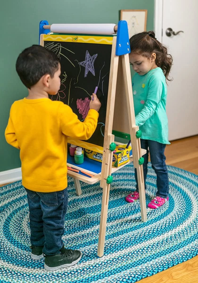 Crayola Kids' Dual-Sided Wooden Art Easel, Beginner Child