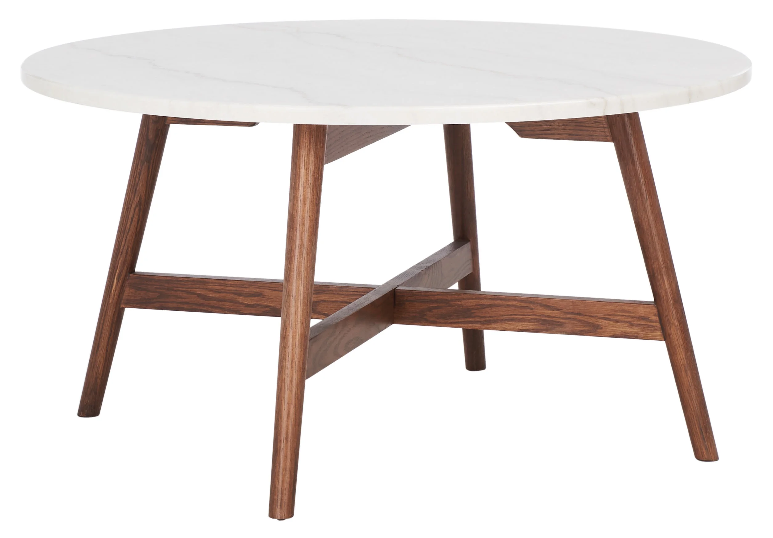 SAFAVIEH Maja Round Marble Coffee Table, Marble/Walnut