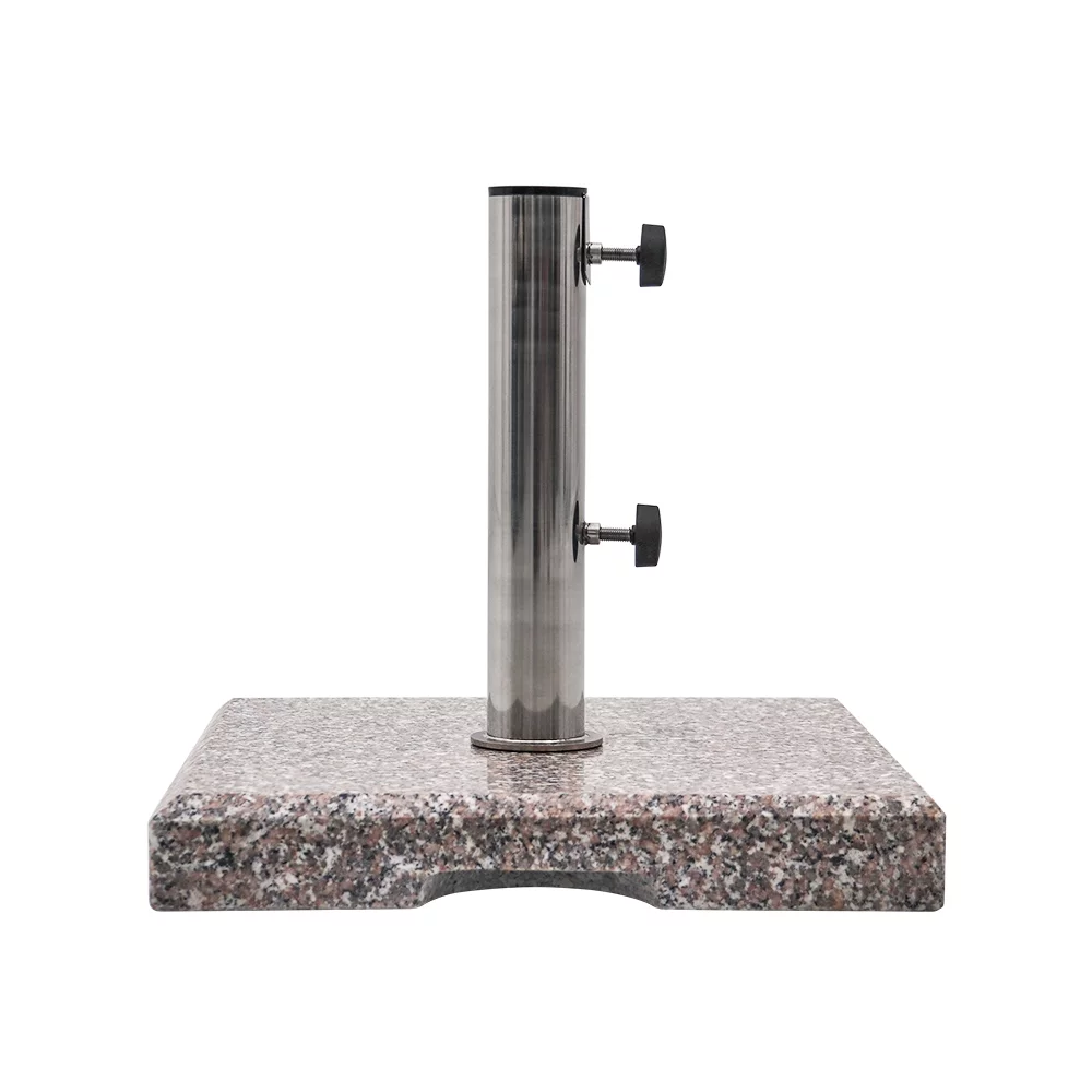 Abble 42 lbs Gray Square Granite and Stainless Steel Patio Umbrella Base
