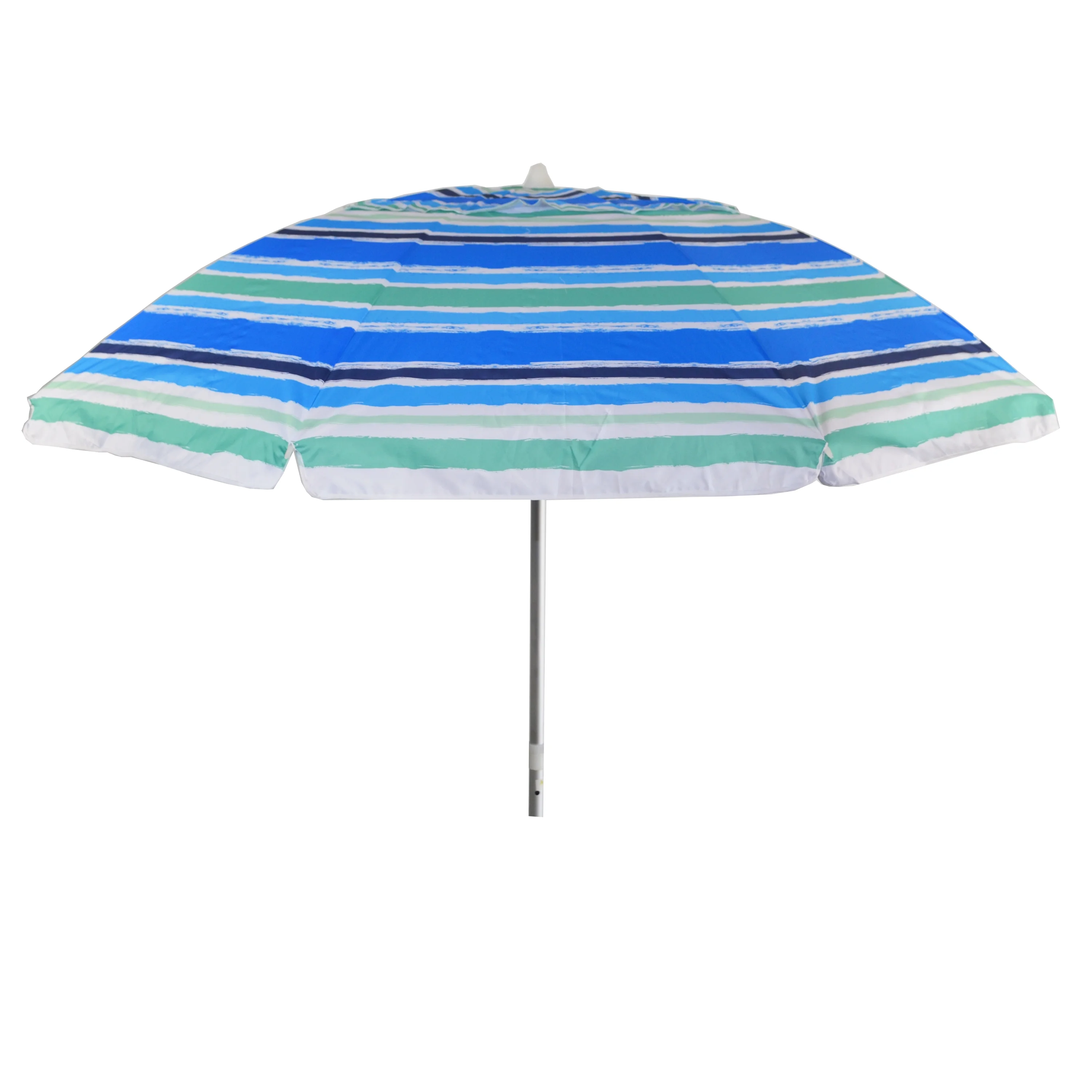 7 ft Brush Stroke Blue and Green Striped Beach Umbrella with Travel Bag