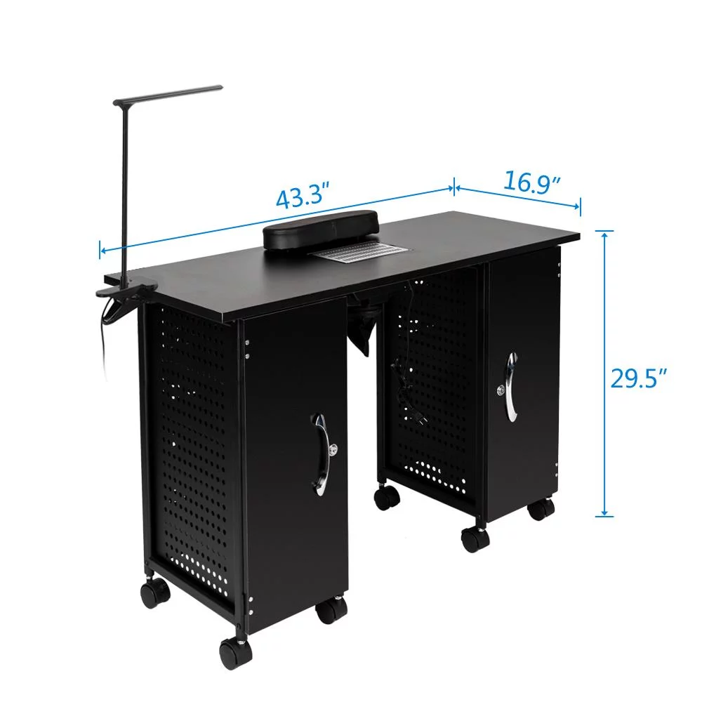 GoDecor Steel Frame Manicure Nail Table Beauty Salon Station Desk Black