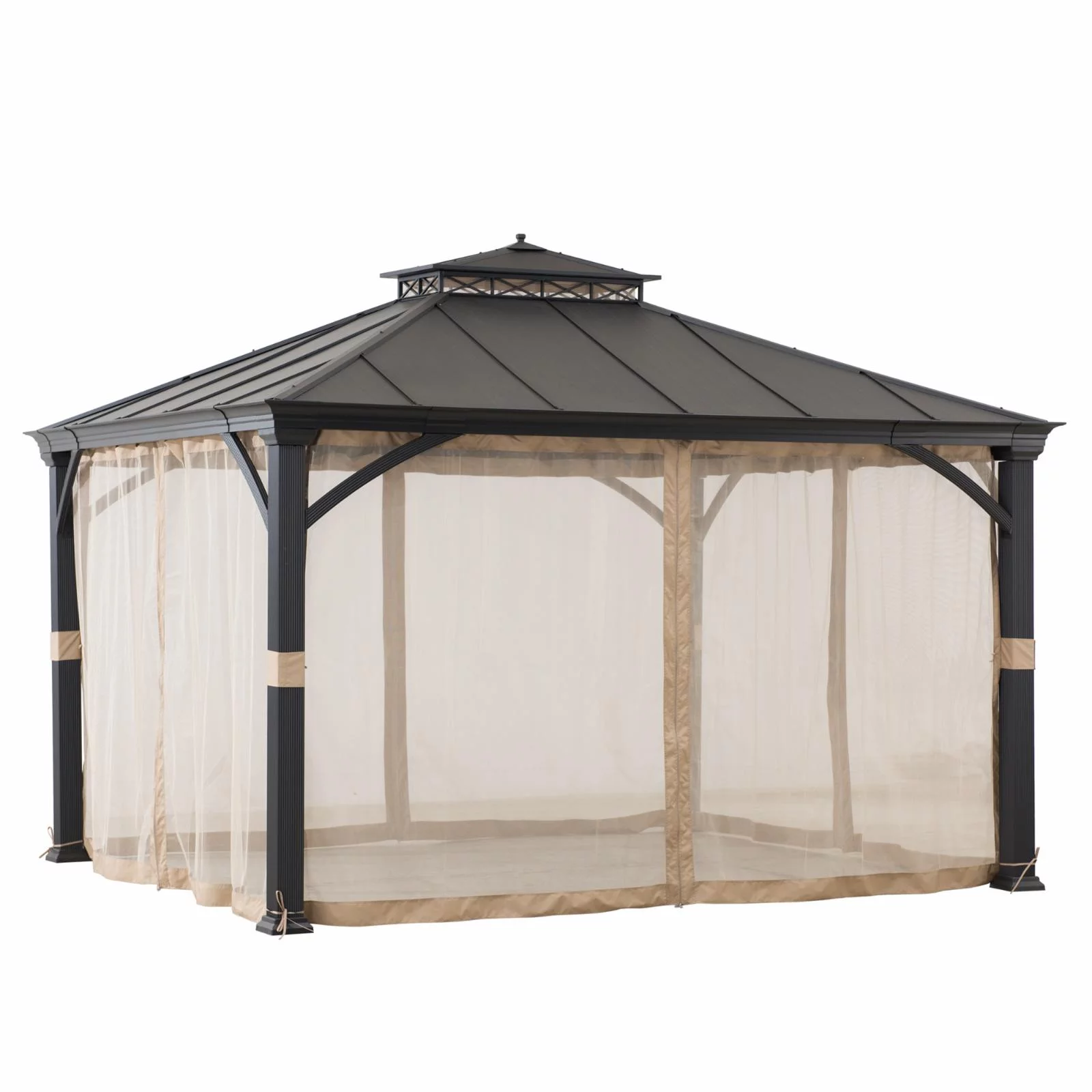 Sunjoy Cross Hip 10.5 x 12.5 ft. 2 Tier Hardtop Steel Gazebo