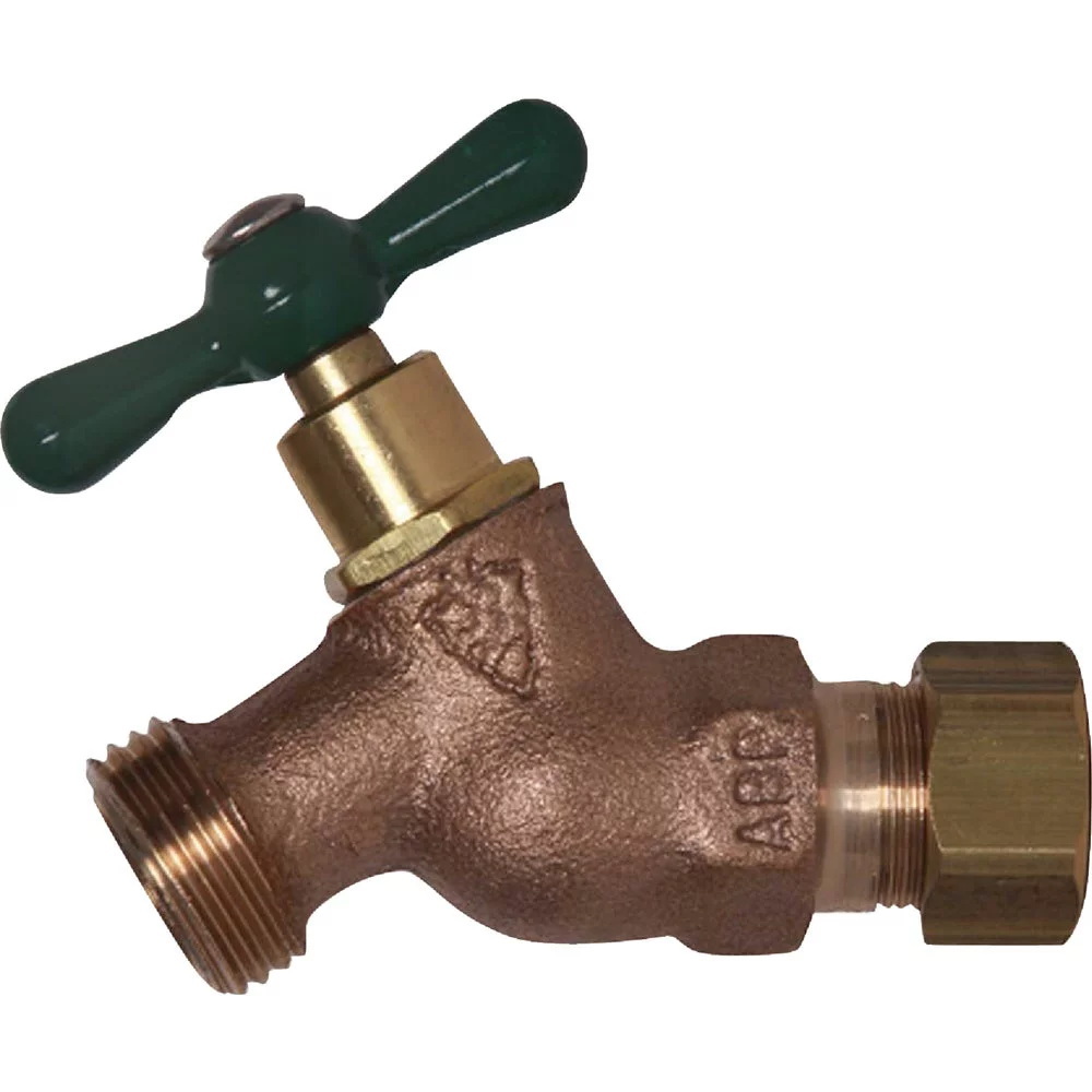 1 PK, Arrowhead Brass 254CCLF-Arrowhead Brass 1/2 In. Female Compression x 3/4 In. Male Hose Thread No-Kink Hose Bibb