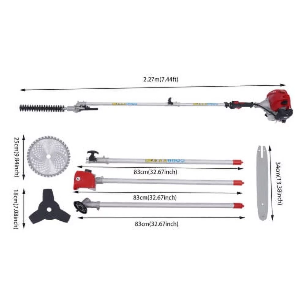 51.7CC Gas Powered Pole Saw Brush Cutter Gas Hedge Trimmer for Tree Weed Garden