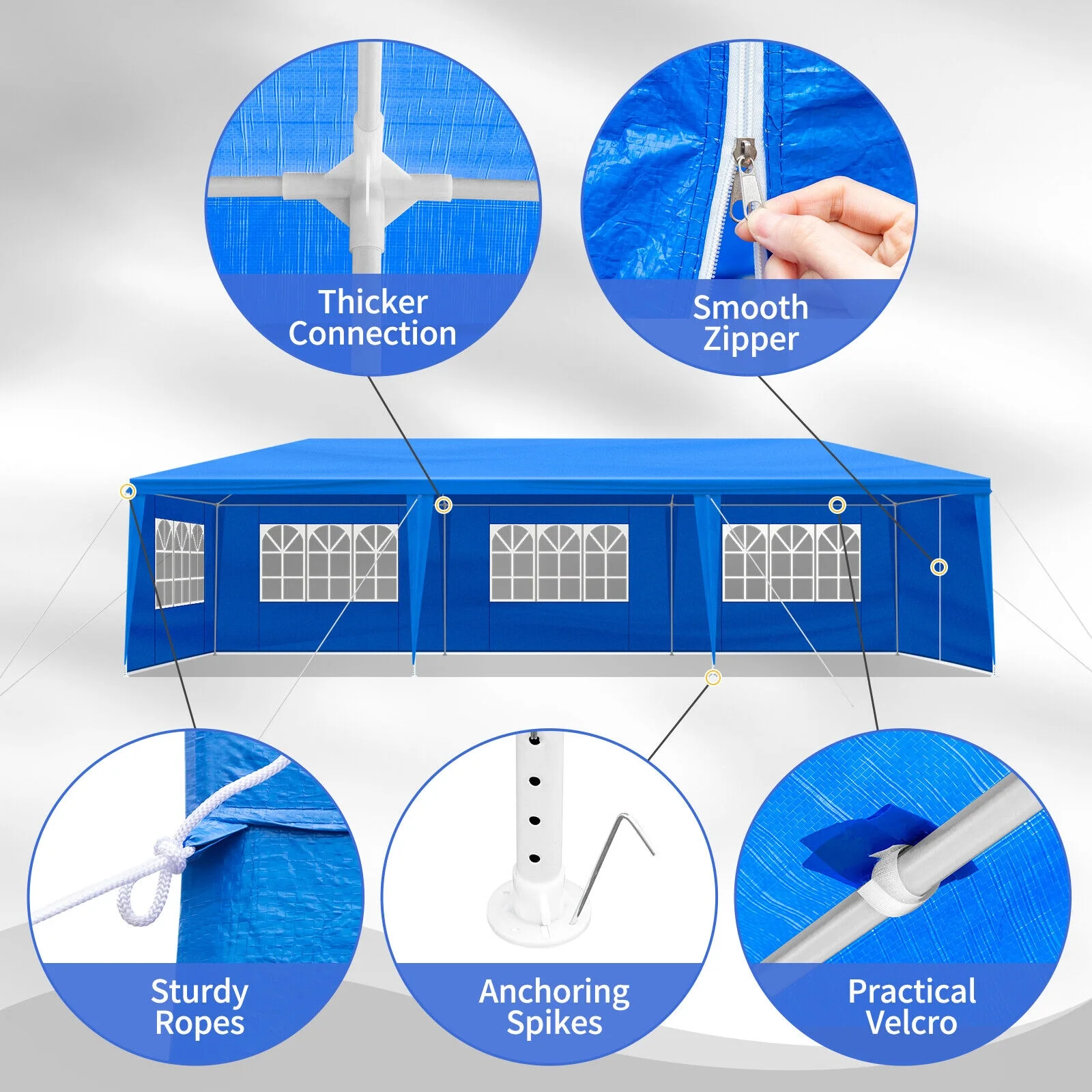 10' x 30' Large Party Tent, Event Shelter Gazebo Canopy with 8 Removable Side