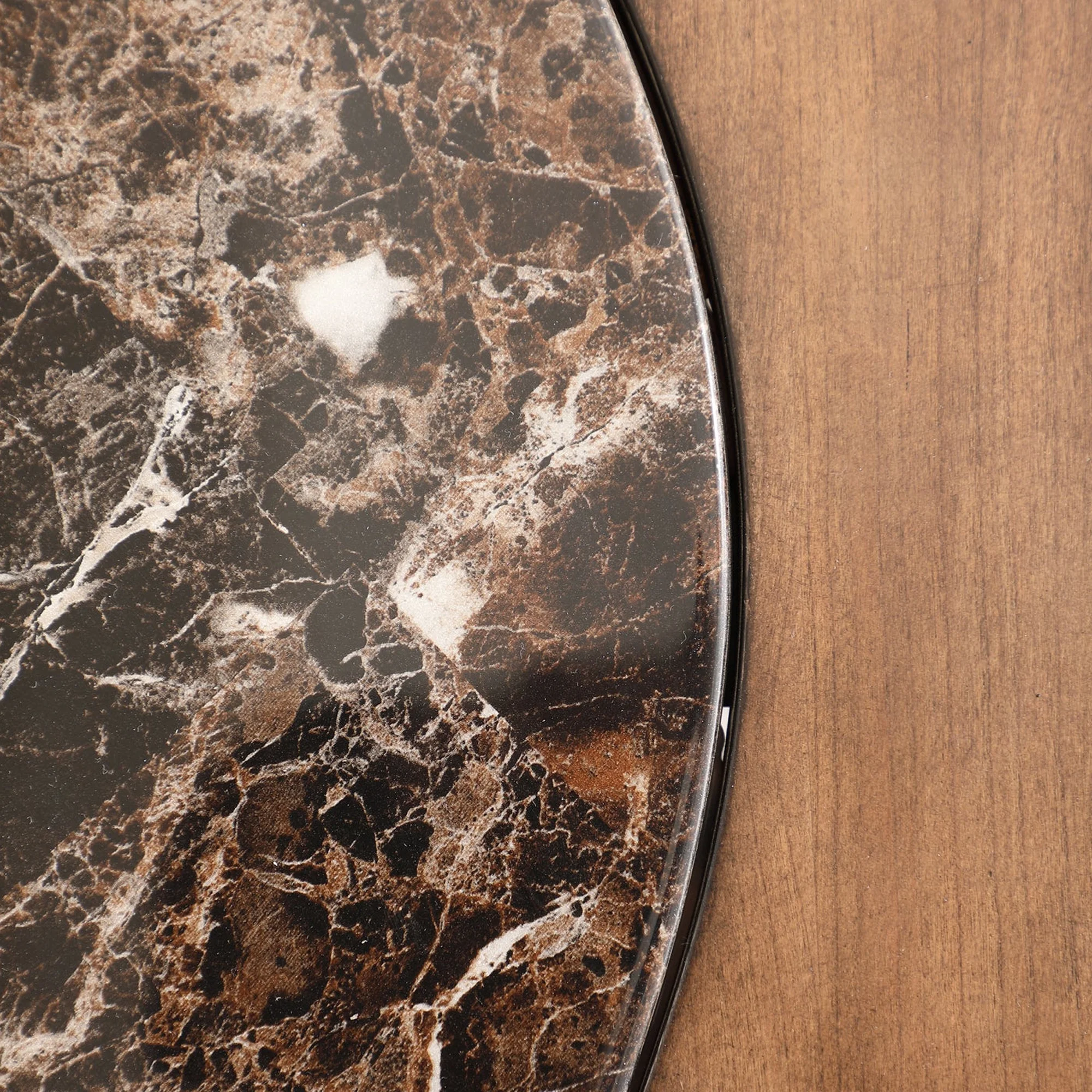 Glavbiku Retro Coffee Table with Marble Top,Champagne Metal Legs End Table,Brown,26.2