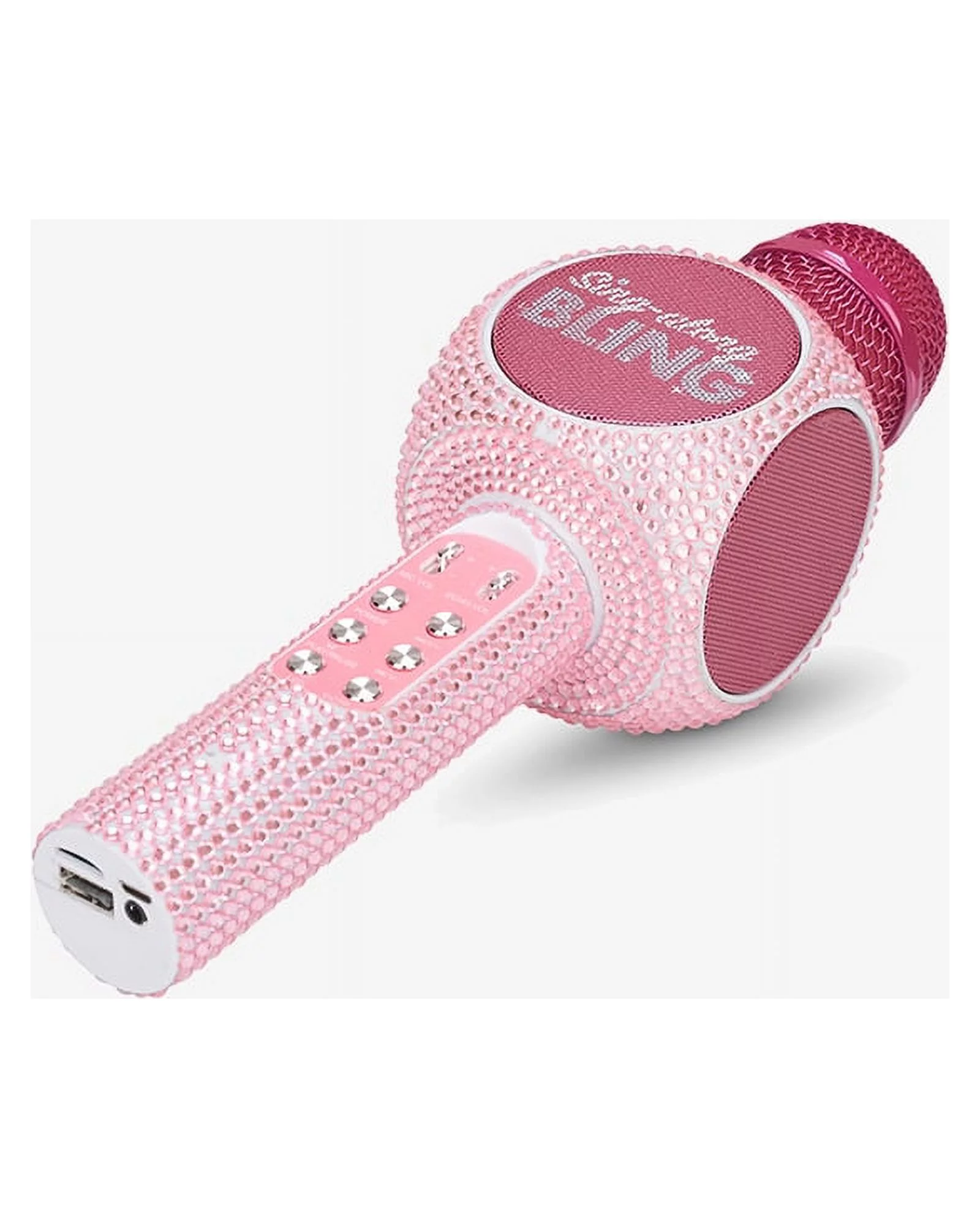 Singalong Bling Microphone - Wireless Karaoke Microphone with Bluetooth for Kids and Adults - Portable Microphone for Home Karaoke - Sing-Along Mic with Stereo Audio - LED Dancing Lights - Pink Bling