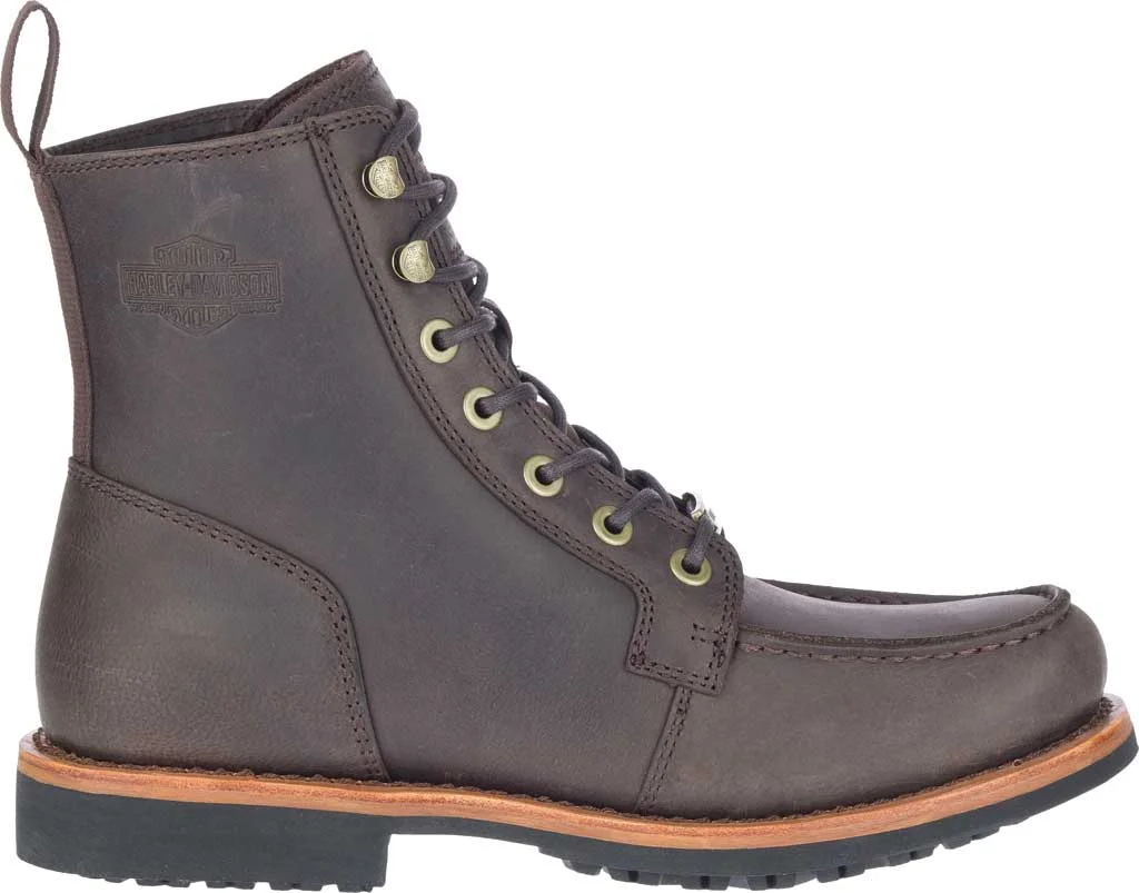 Men's Harley-Davidson Owens Lace Moc Toe Motorcycle Boot Brown Full Grain Leather 11 M
