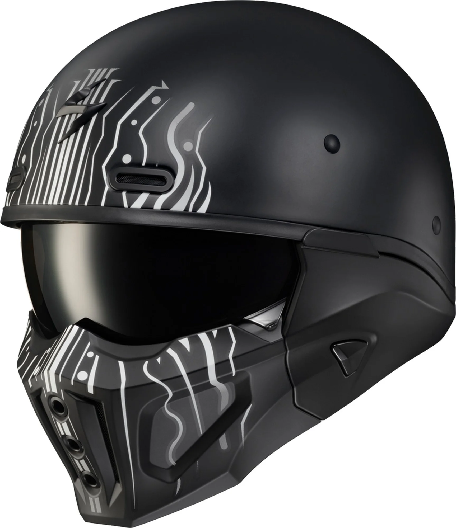 ScorpionEXO Covert X Tribe Helmet (X-Large, Matte Black/White)