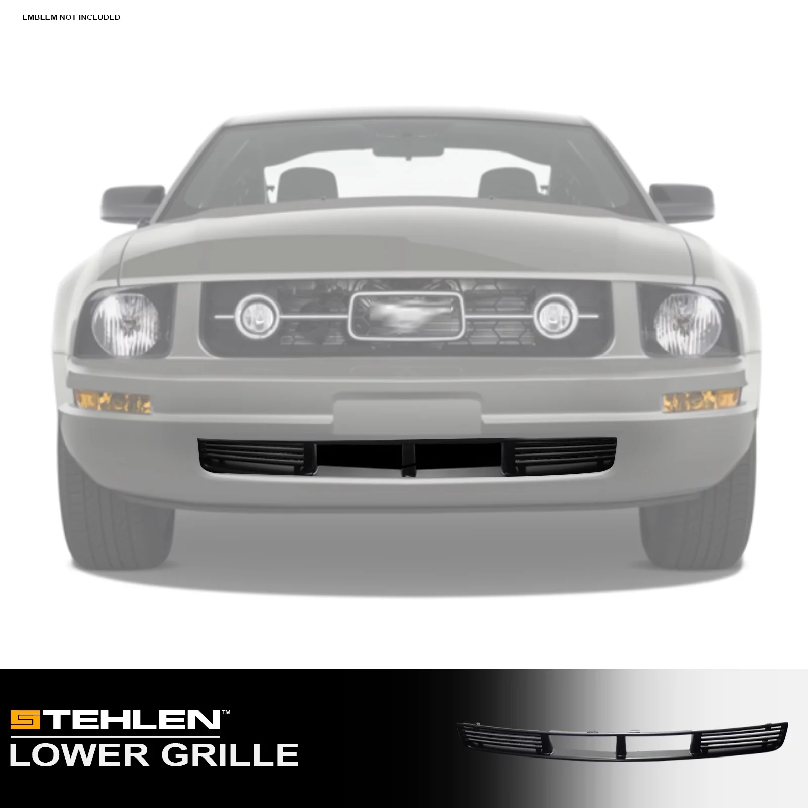 Stehlen 642167820086 Horizontal Front Lower Bumper Grille - Black For 2005-2009 Ford Mustang V6 with Pony Package