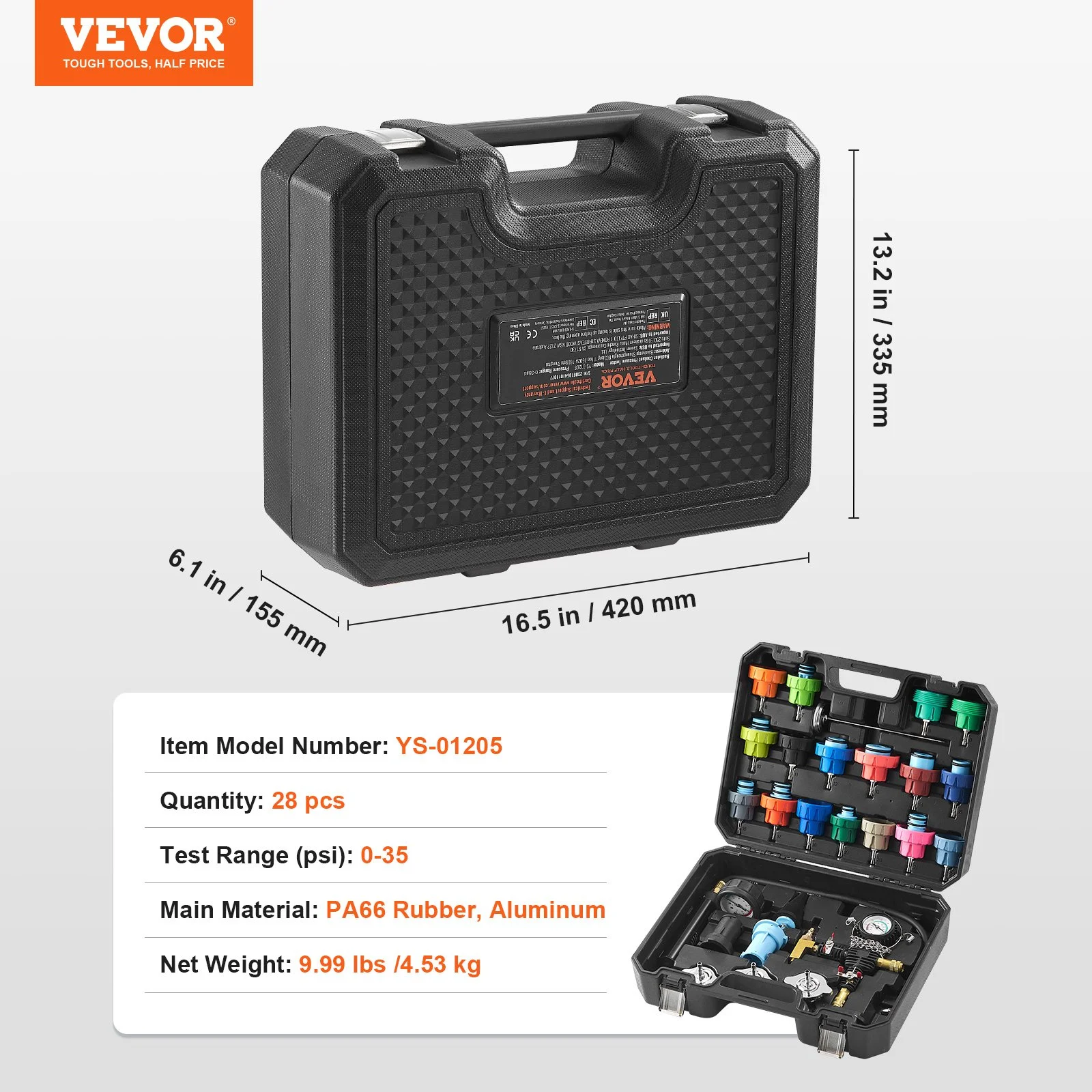 VEVOR 28-Piece Radiator Pressure Tester and Coolant Vacuum Purge & Refill Kit with Adapters