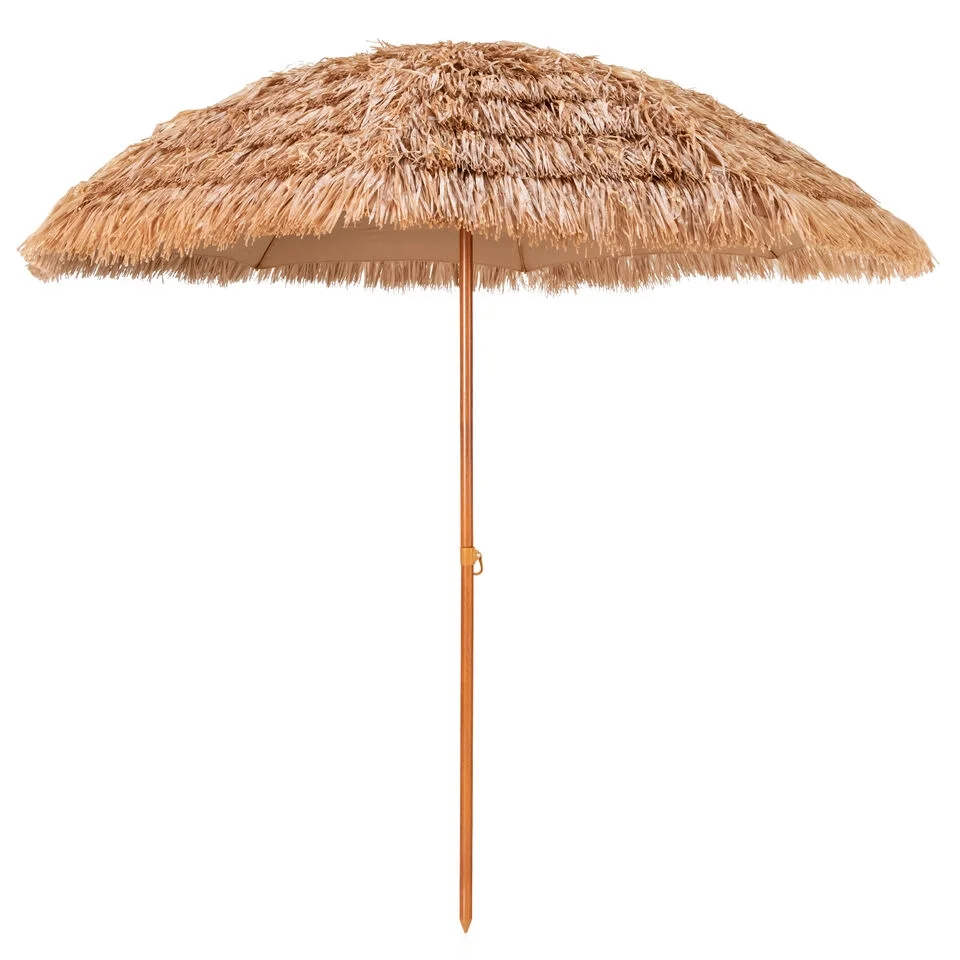 8-feet Thatched Hawaiian Style Tiki Umbrella For Outdoor Sand Beach Patio Pool Sun Shade