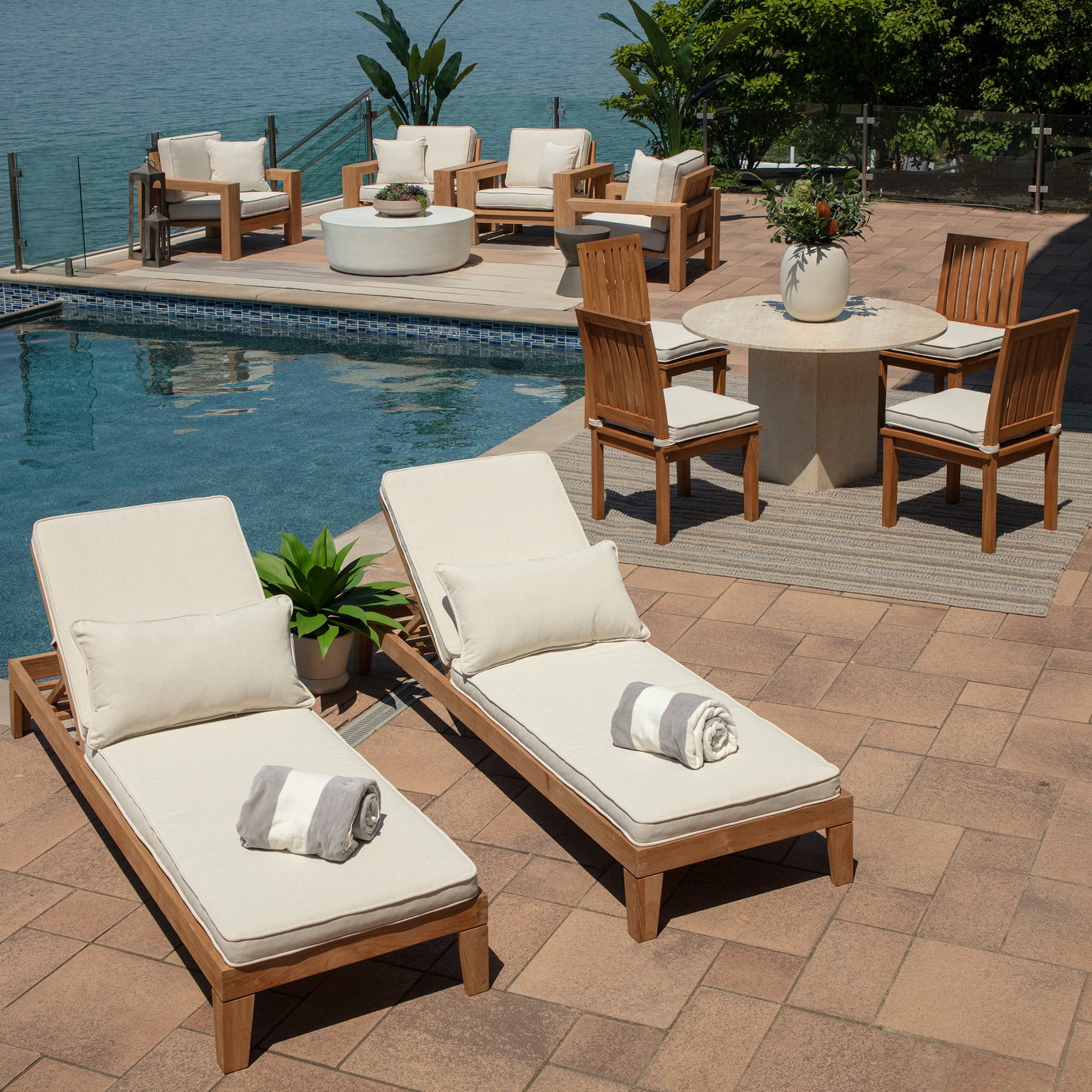 Arden Selections Oasis 26 x 24 in. Firm Deep Seat Cushion Set - Cream