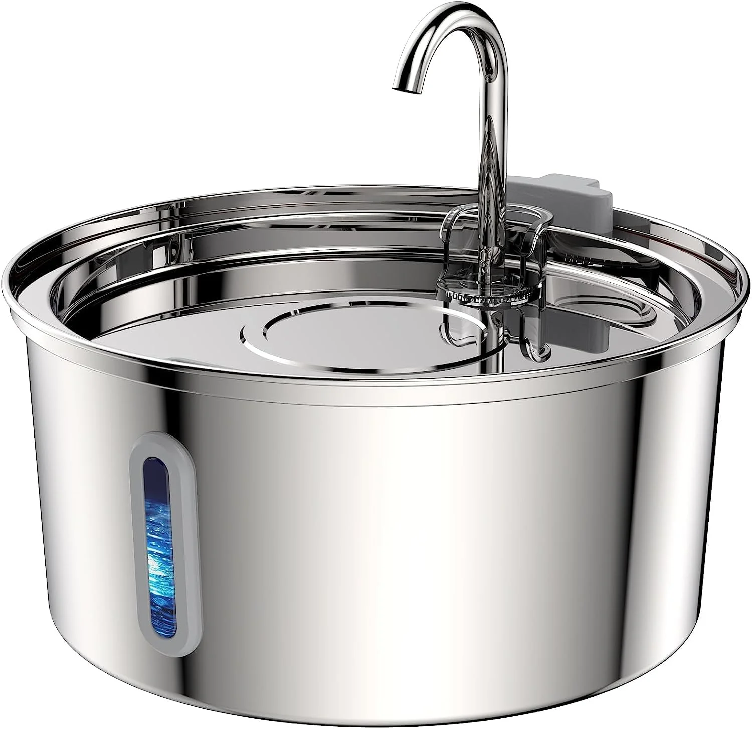 Cat Water Fountain,Stainless Steel Cat Fountain 3.2L/108oz Automatic Pet Fountain with Water Levels Window,Ultra-Quiet Pump and 3 Replacement Filters & for Multiple Pets