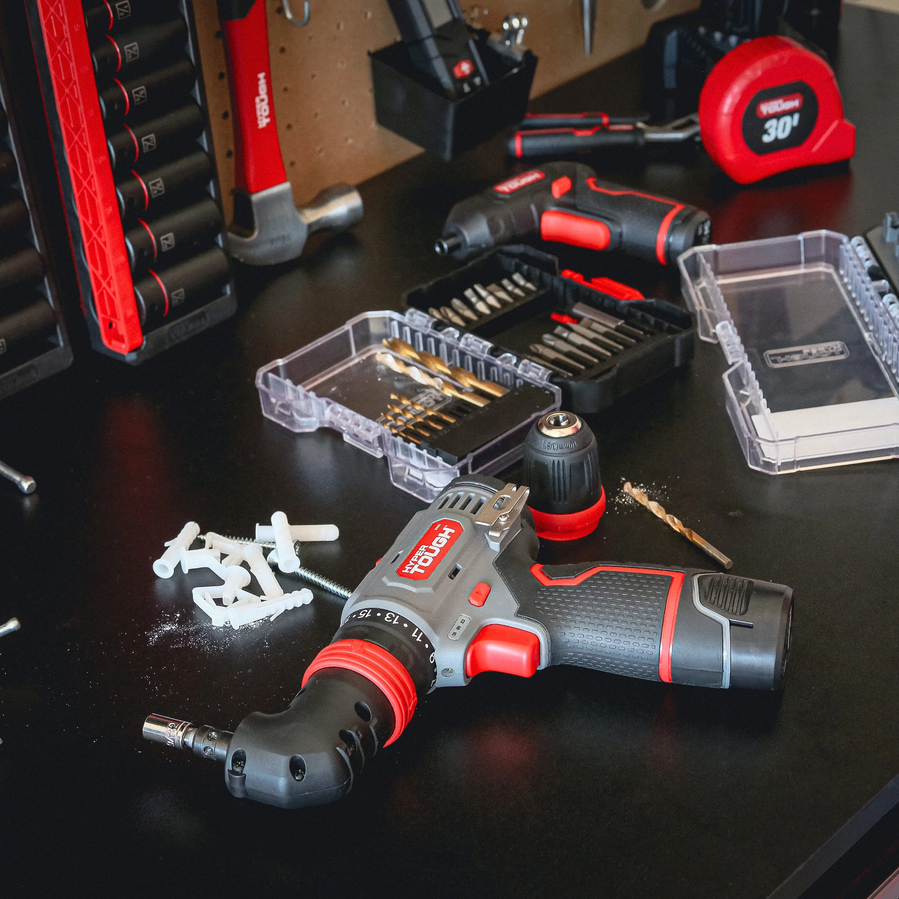 Hyper Tough 12V Max Lithium-Ion 3-in-1 Multi-Head Power Drill Set with 1.5Ah Battery and Charger, 80003