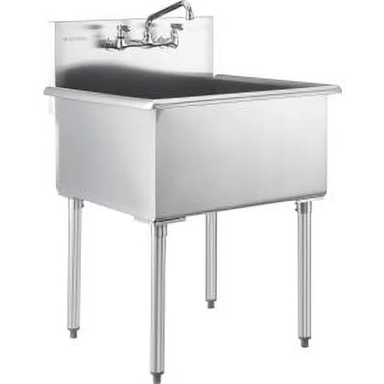 Global Industrial Stainless Steel Utility Sink w/Faucet, 24