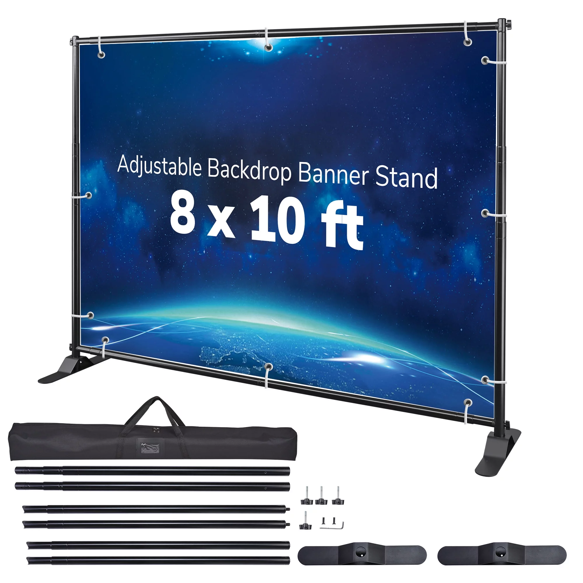 InstaHibit 8x10 Ft Telescopic Step and Repeat Heavy Duty Backdrop Banner Stand with Carry Bag Photo Wall Display