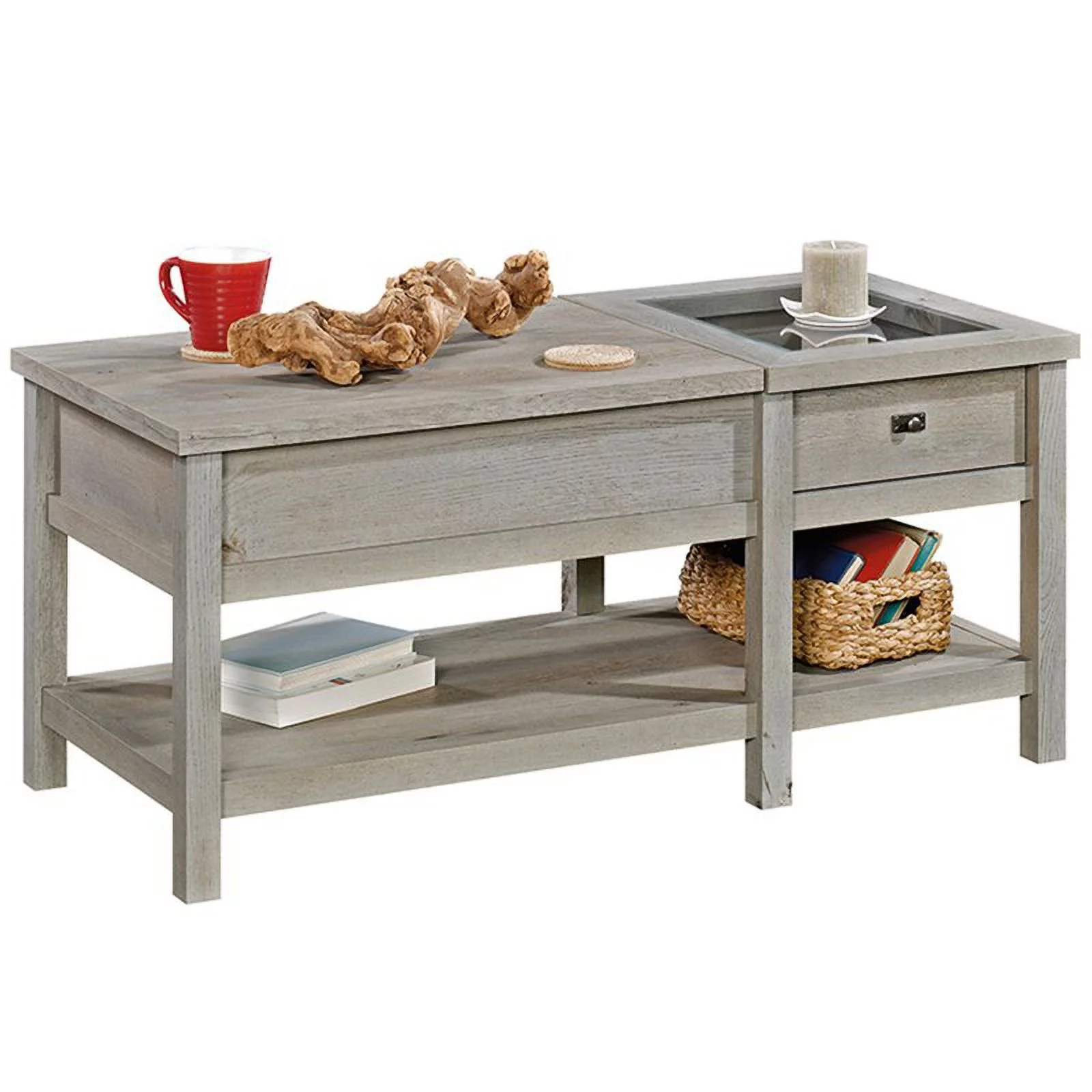 Home Square 2 Piece Furniture Set with 3-Shelf Bookcase and Coffee Table