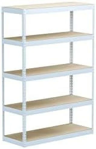 HBLUKDL MonsterRax Modular Garage Shelving - 5 Tier  Shelves  Tall Metal Rack Shelves for   Heavy Duty Steel  Organizer for Garage  Or Kitchen Pantry - (White  18" x 60" x 72"
