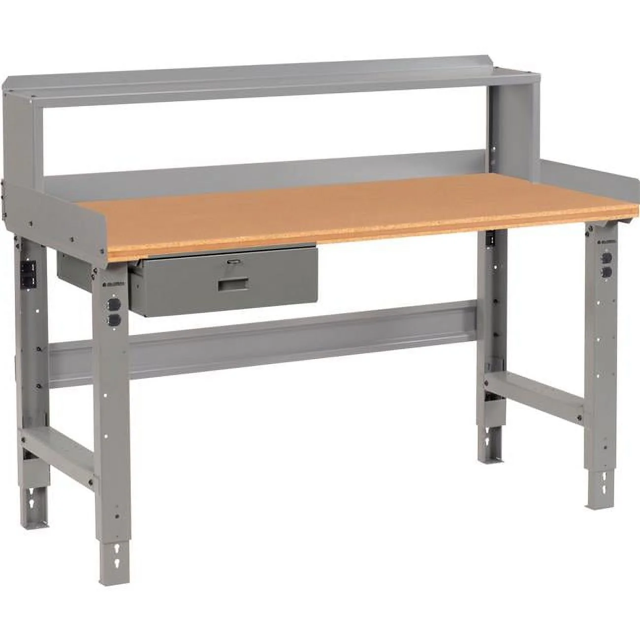 Adjustable Height Workbench with Drawer & Riser - Gray - 60 x 36 in.