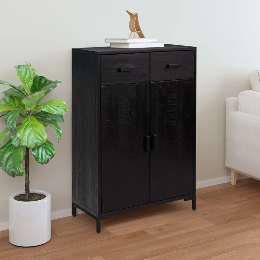 Solid Wood Pine Shoe Rack, Black Finish, 29.5 x 15.7 x 43.3 - Space-Saving Organizer for Small Spaces