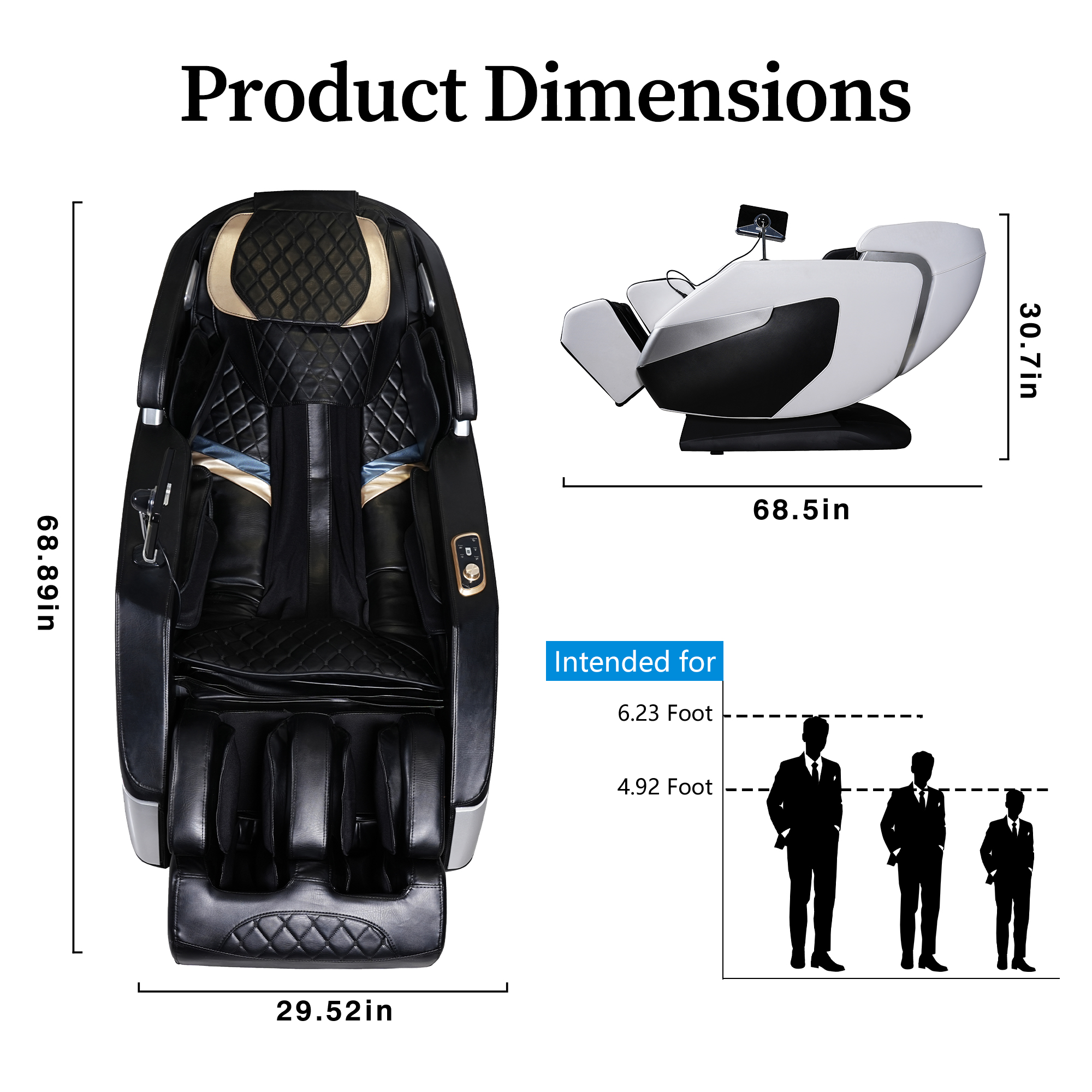 KOLLECKTIV Massage Chair Full Body Zero Gravity 4D SL Track Yoga Stretching, AI Voice, Black