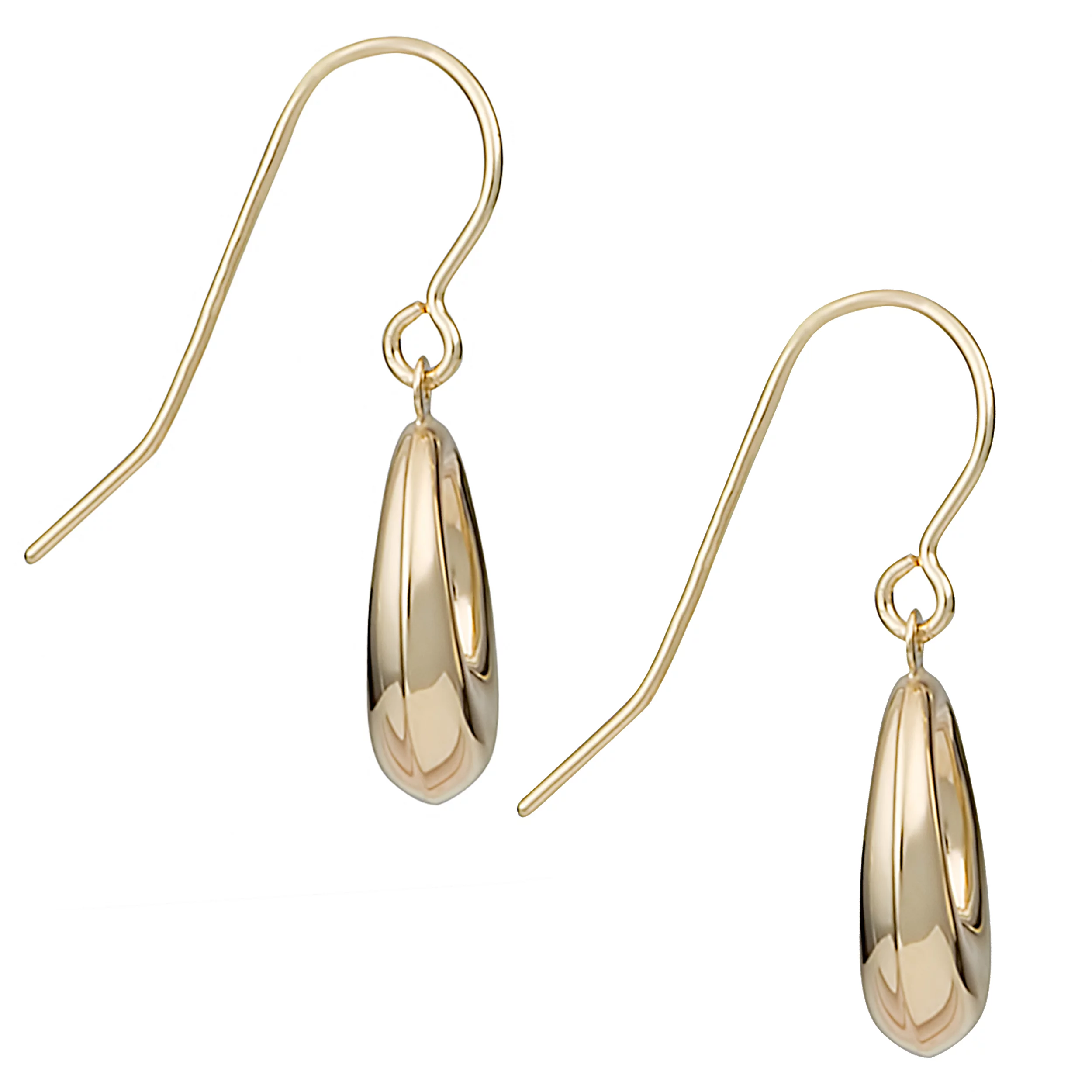 14k Yellow Gold High Polish Oval Drop Earrings