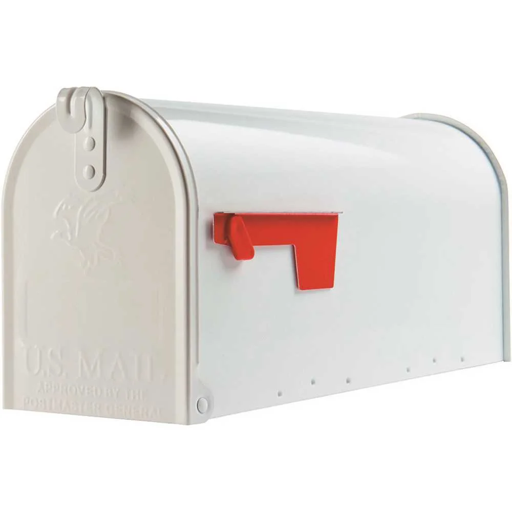 Gibraltar Mailboxes Elite Medium, Steel, Post Mount Mailbox, White, E1100W00