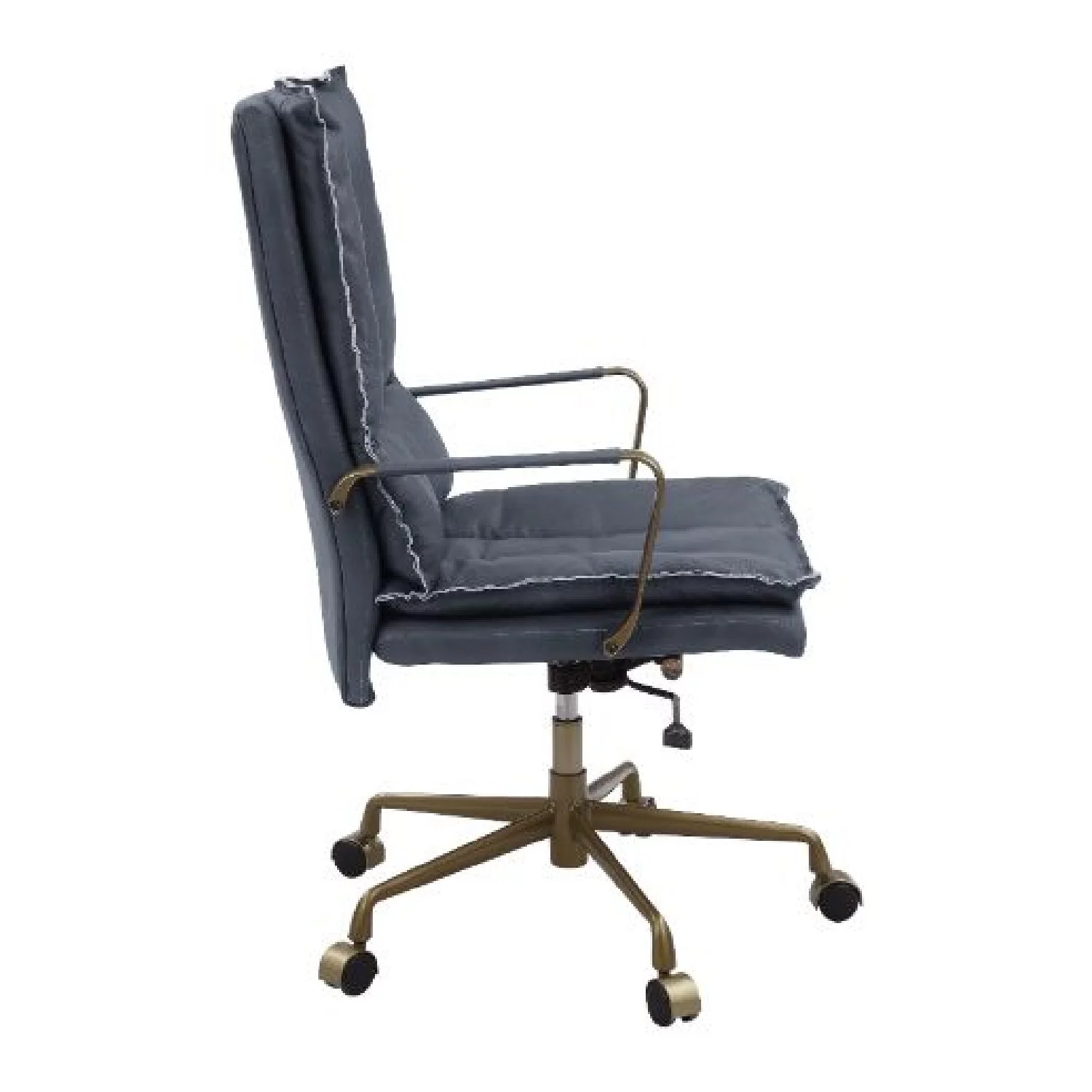 Benzara BM268940 41 x 25 x 26 in. Office Chair with Leatherette Seat & Tufted Details, Gray